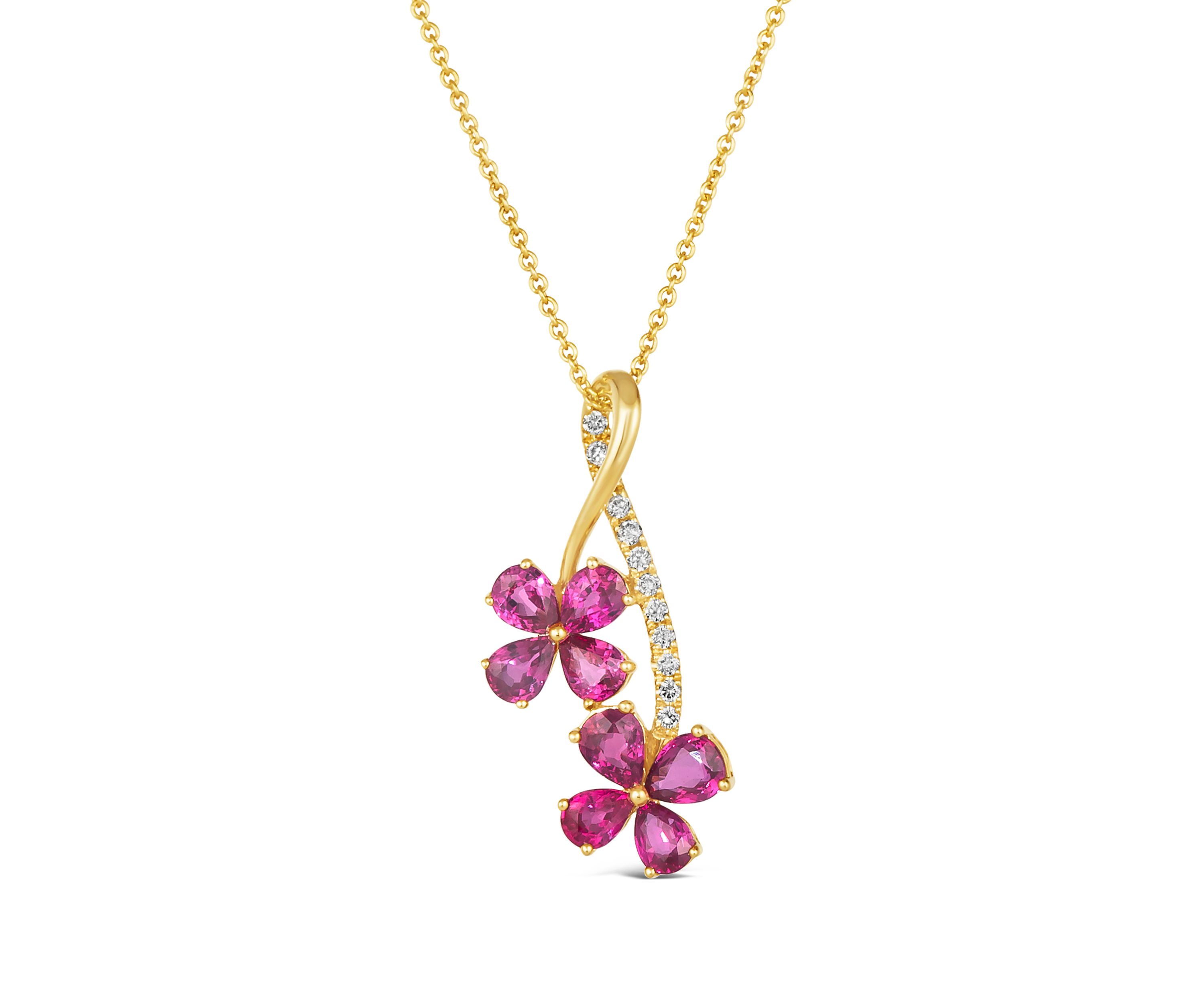 1.63 ct. t.w. Passion Ruby™, 1/10 ct. t.w. Nude Diamond™ Pendant Necklace in 14K Honey Gold™