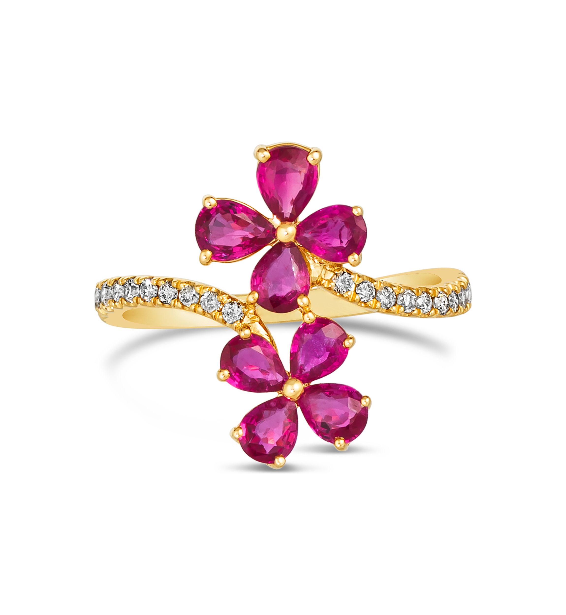 1.37 ct. t.w. Passion Ruby™, 1/5 ct. t.w. Nude Diamonds™ Flower Ring in 14K Honey Gold™