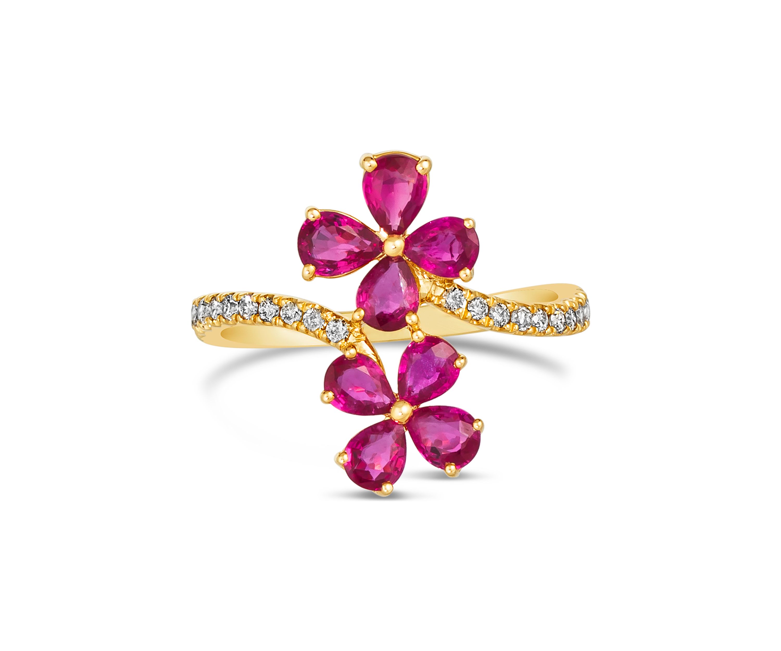 1.37 ct. t.w. Passion Ruby™, 1/5 ct. t.w. Nude Diamonds™ Flower Ring in 14K Honey Gold™