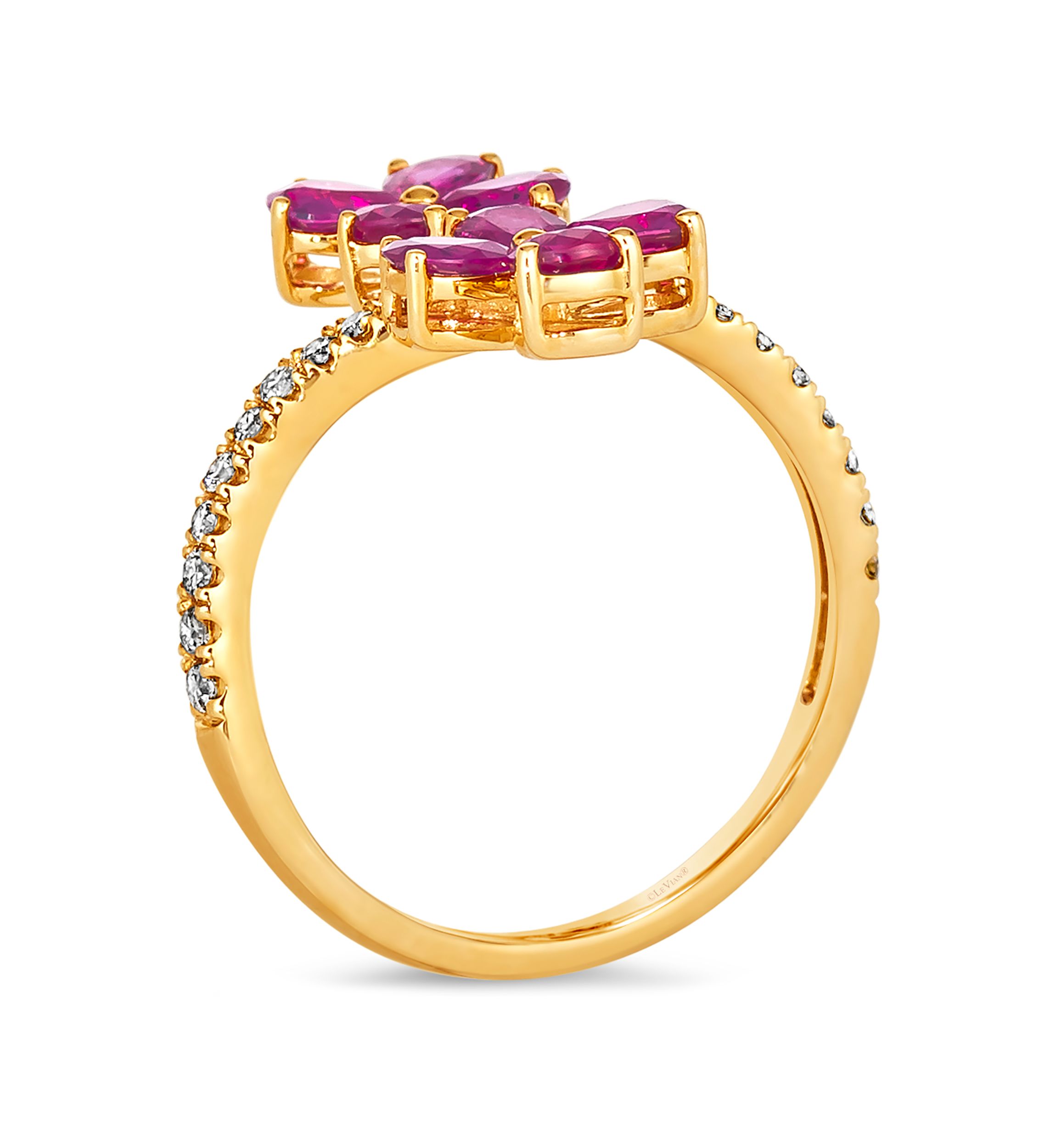1.37 ct. t.w. Passion Ruby™, 1/5 ct. t.w. Nude Diamonds™ Flower Ring in 14K Honey Gold™