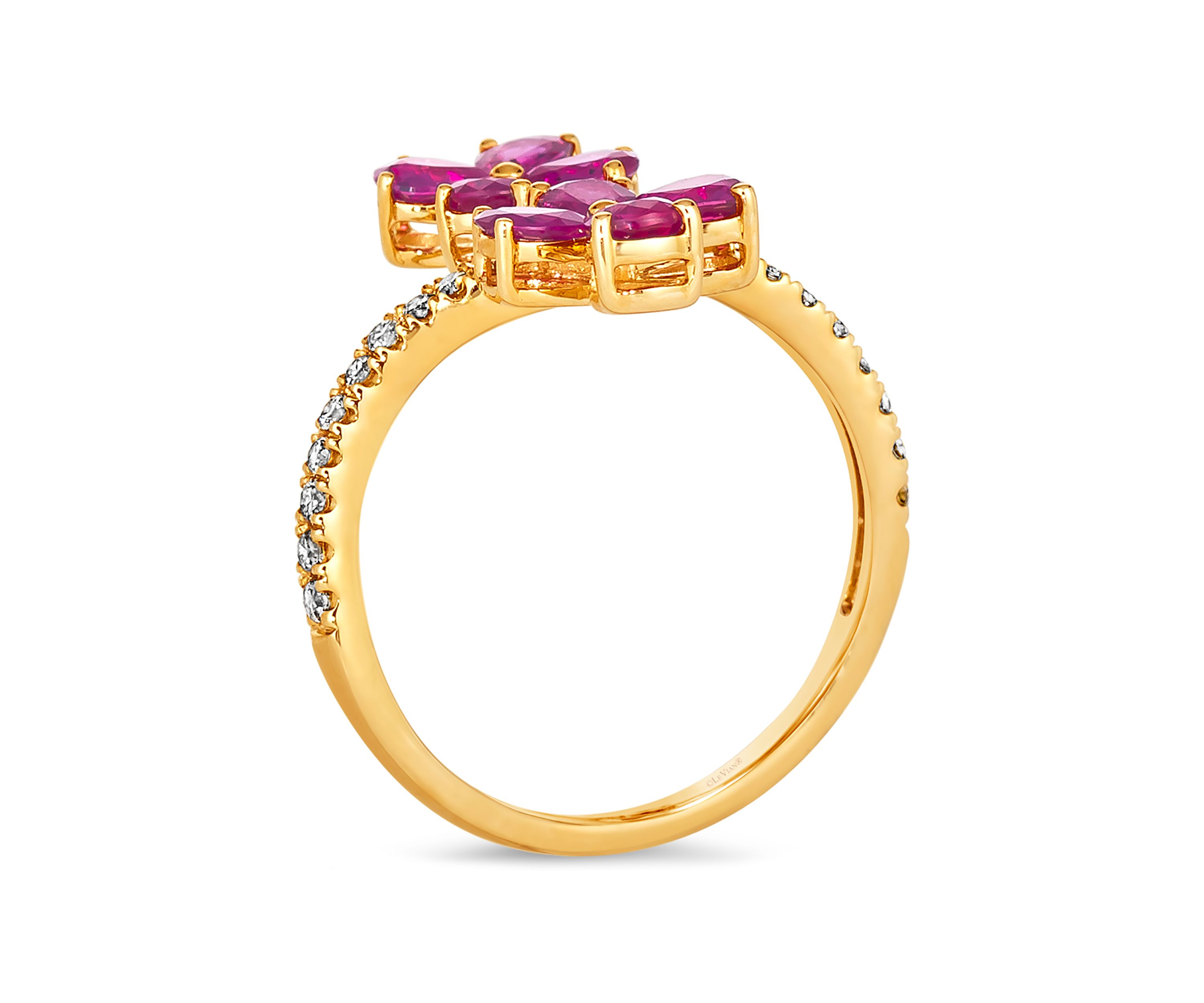 1.37 ct. t.w. Passion Ruby™, 1/5 ct. t.w. Nude Diamonds™ Flower Ring in 14K Honey Gold™