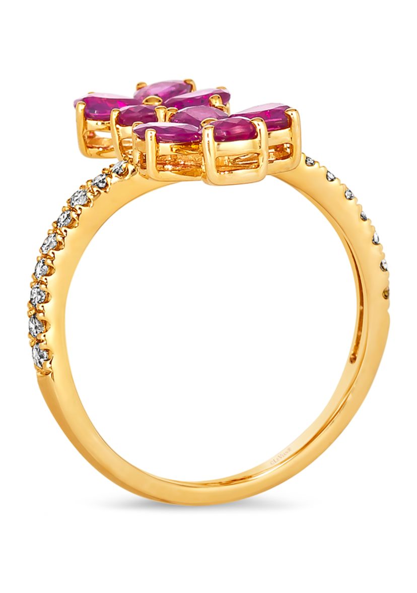 1.37 ct. t.w. Passion Ruby™, 1/5 ct. t.w. Nude Diamonds™ Flower Ring in 14K Honey Gold™