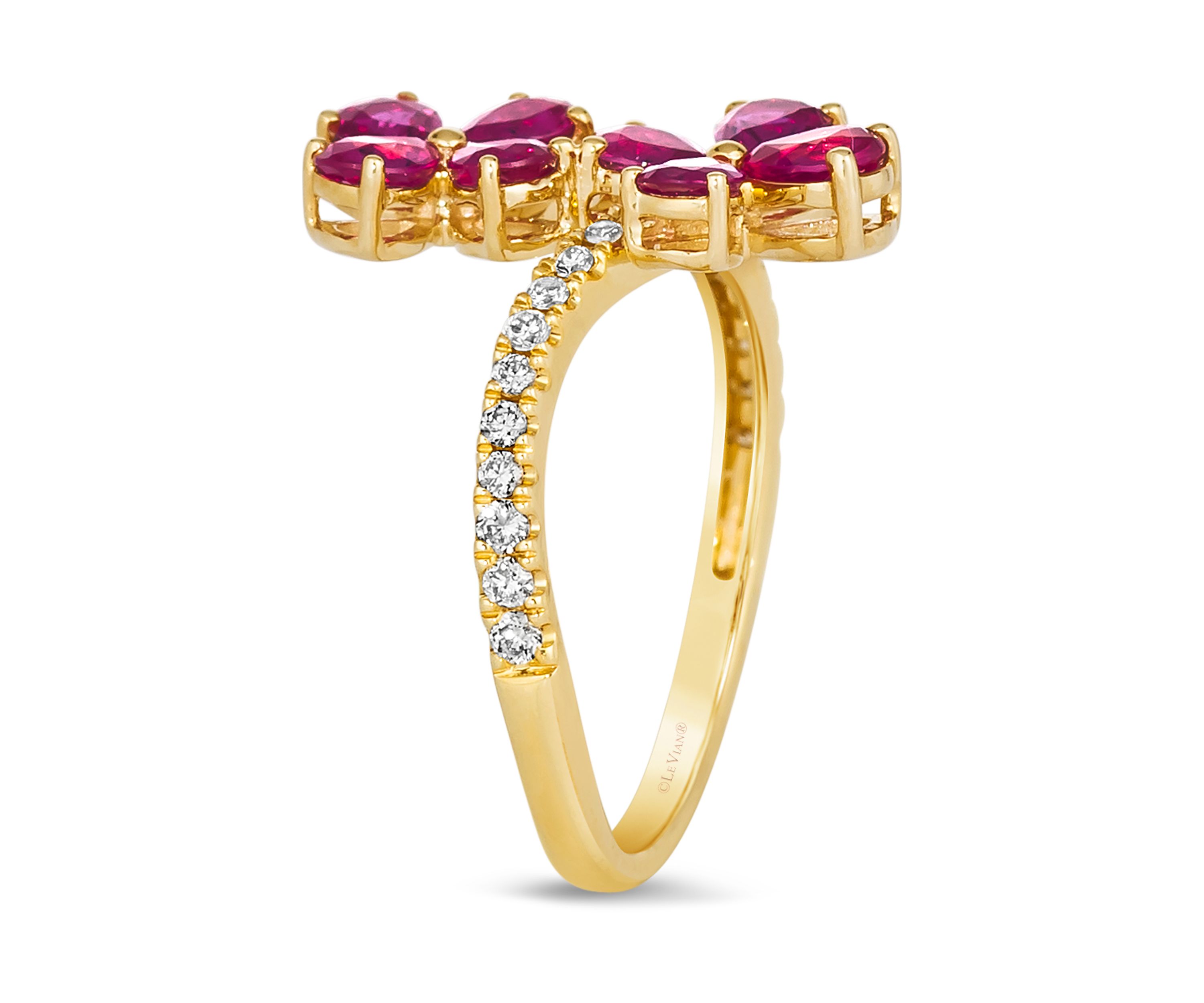 1.37 ct. t.w. Passion Ruby™, 1/5 ct. t.w. Nude Diamonds™ Flower Ring in 14K Honey Gold™