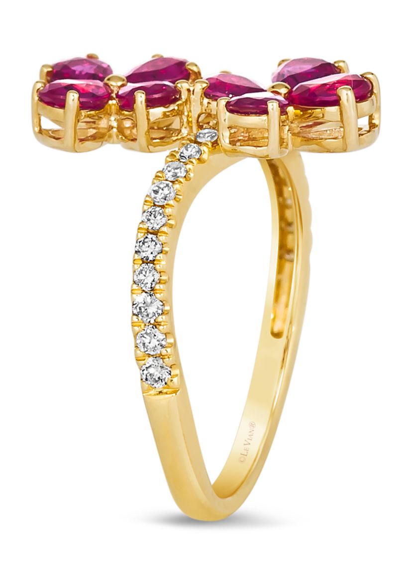 1.37 ct. t.w. Passion Ruby™, 1/5 ct. t.w. Nude Diamonds™ Flower Ring in 14K Honey Gold™