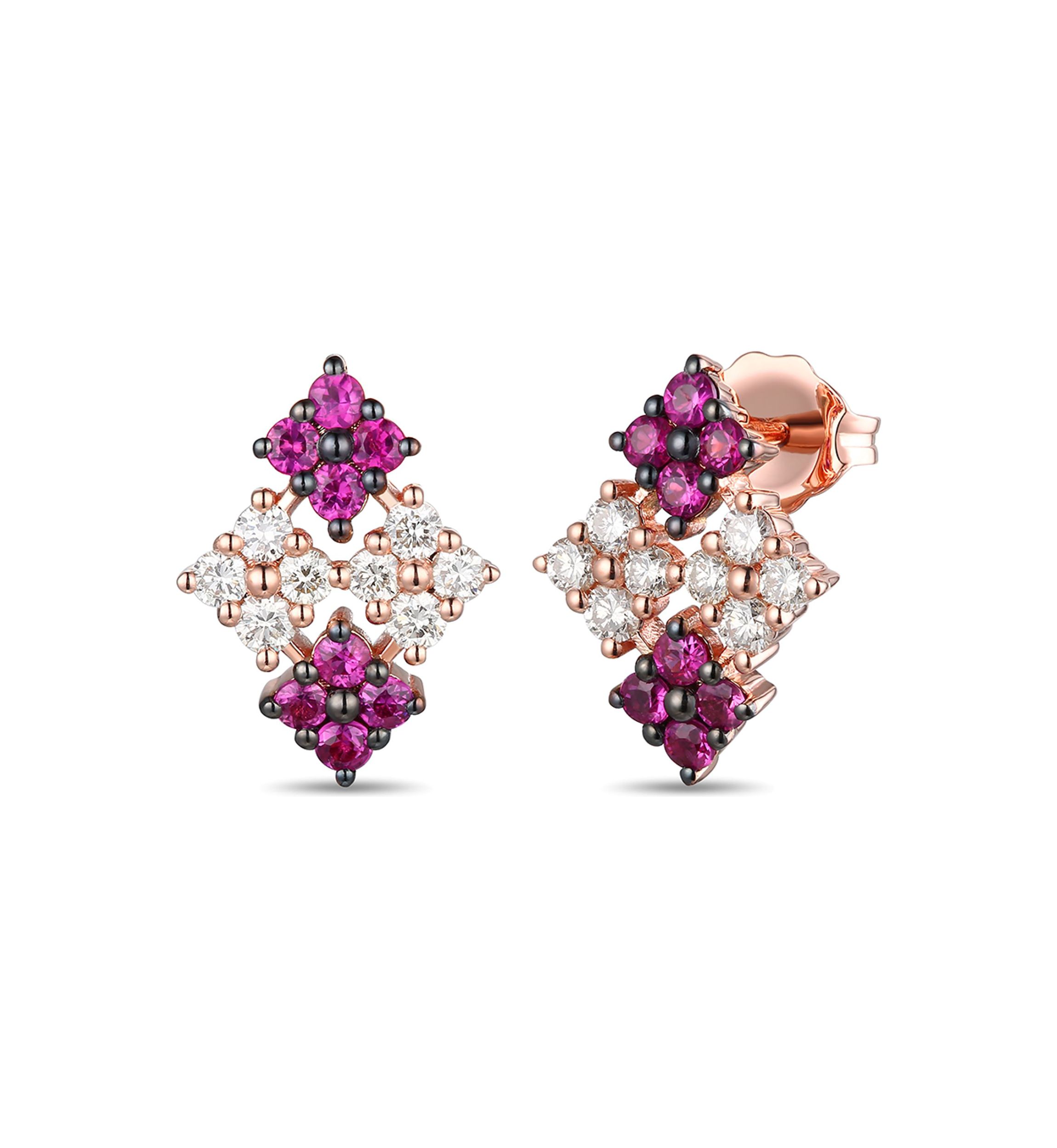 1/2 ct. t.w. Passion Ruby™, 3/8 ct. t.w. Vanilla Diamonds® Earrings in 14K Strawberry Gold®