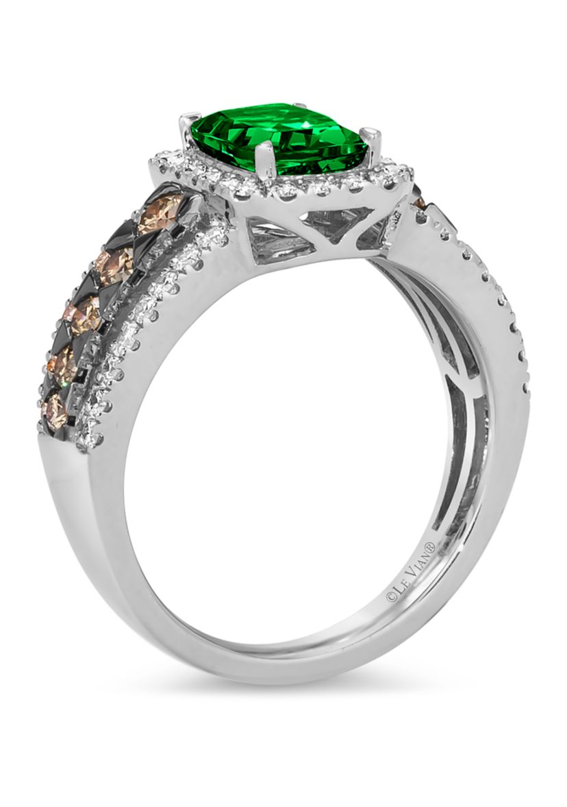 Ring featuring 1.2 ct. t.w. Costa Smeralda Emeralds™, 1/2 ct. t.w. Chocolate Diamonds®, 1/2 ct. t.w. Nude Diamonds™ set in 14K Vanilla Gold®