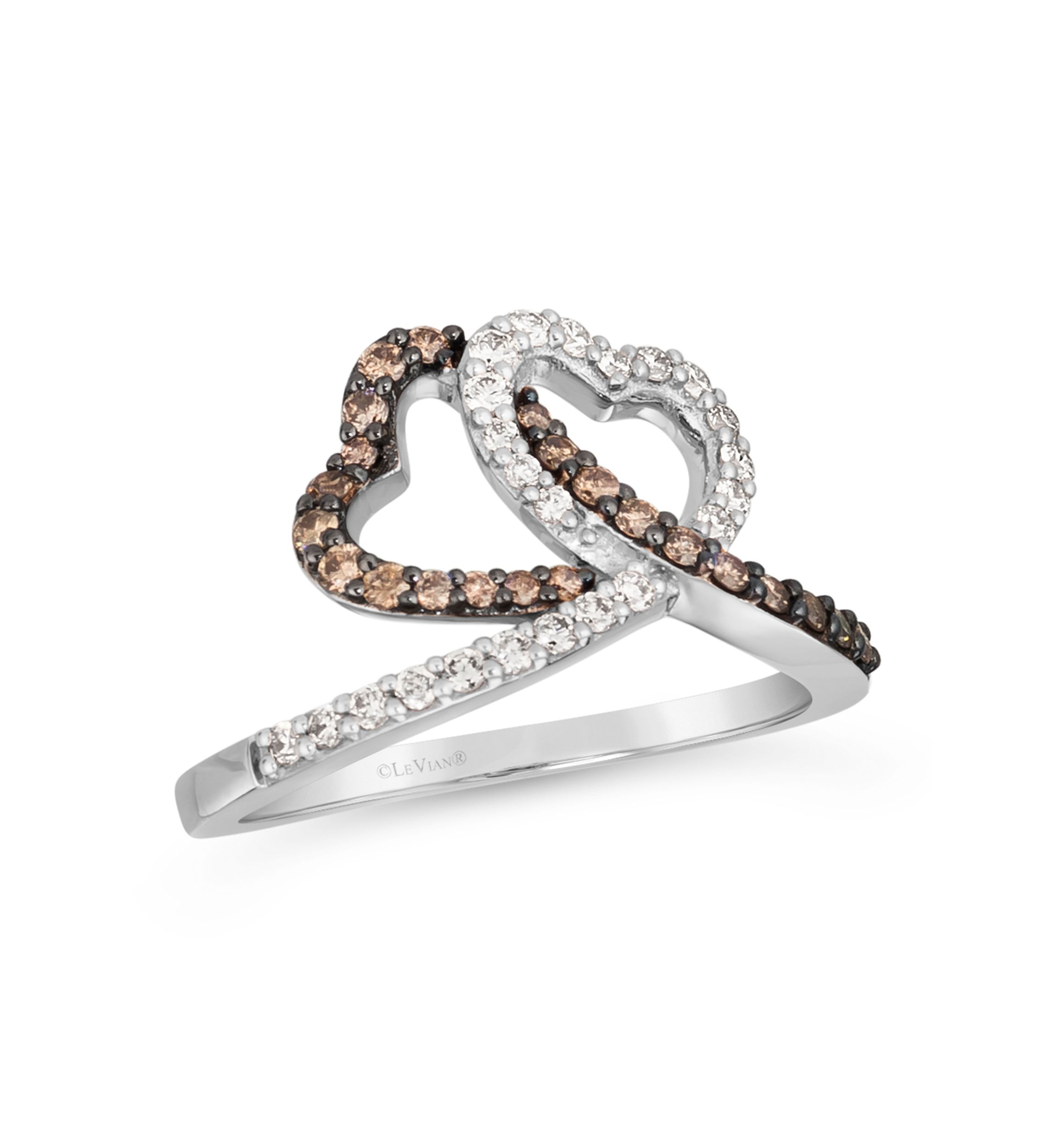 Heart Ring featuring 1/4 cts. Chocolate Diamonds®, 1/4 cts. Nude Diamonds™ set in 14K Vanilla Gold®