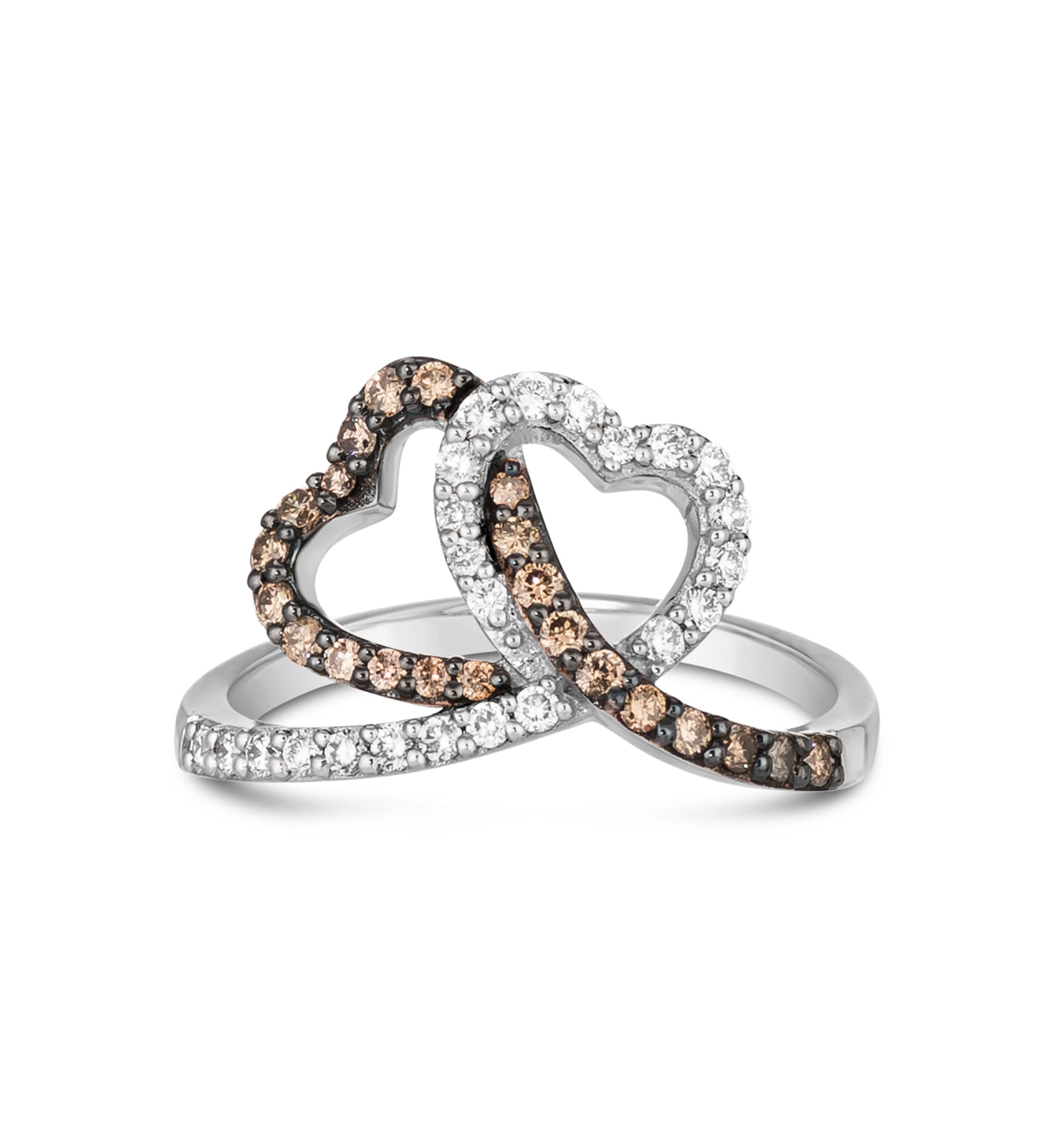 Heart Ring featuring 1/4 cts. Chocolate Diamonds®, 1/4 cts. Nude Diamonds™ set in 14K Vanilla Gold®