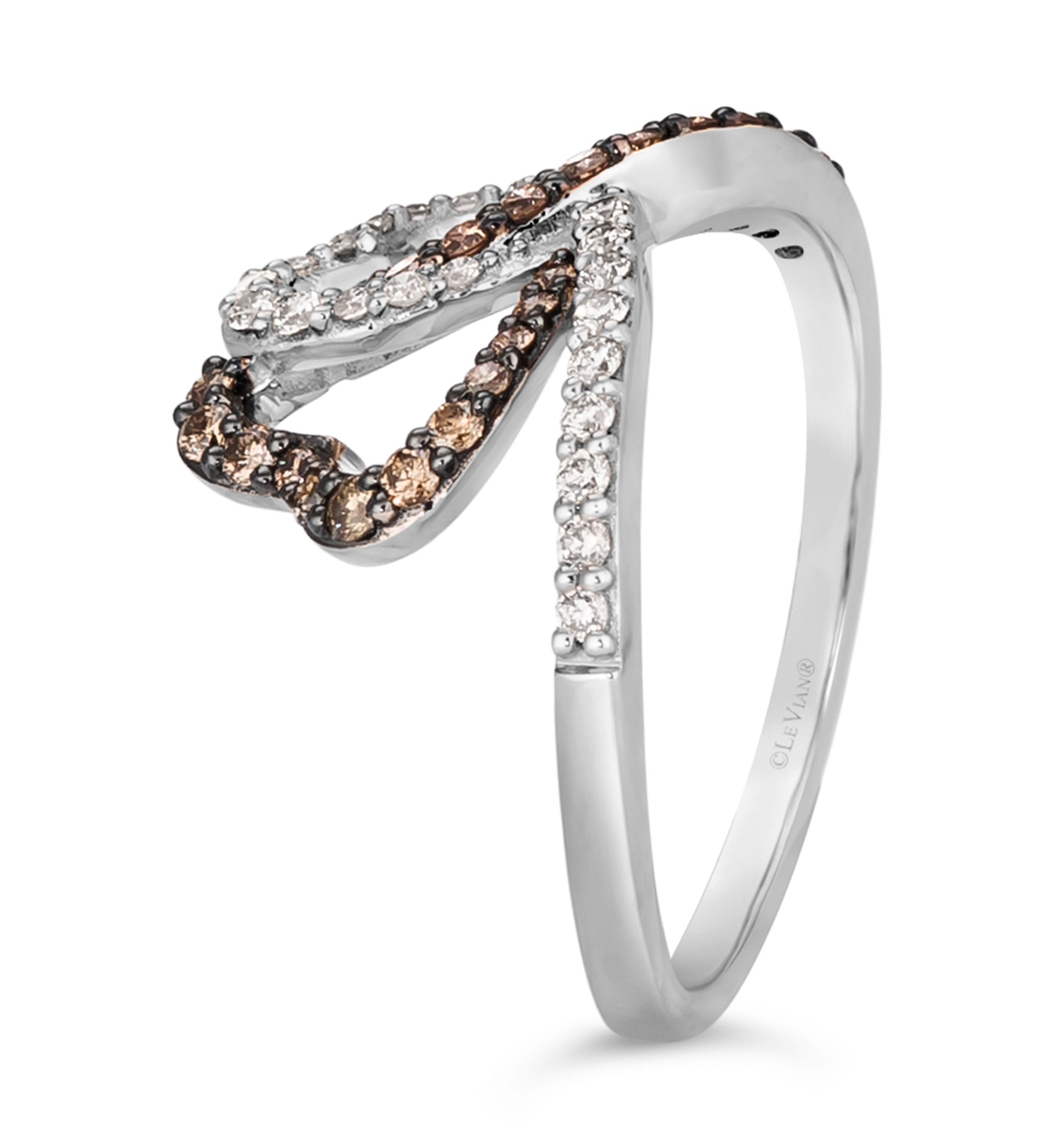 Heart Ring featuring 1/4 cts. Chocolate Diamonds®, 1/4 cts. Nude Diamonds™ set in 14K Vanilla Gold®