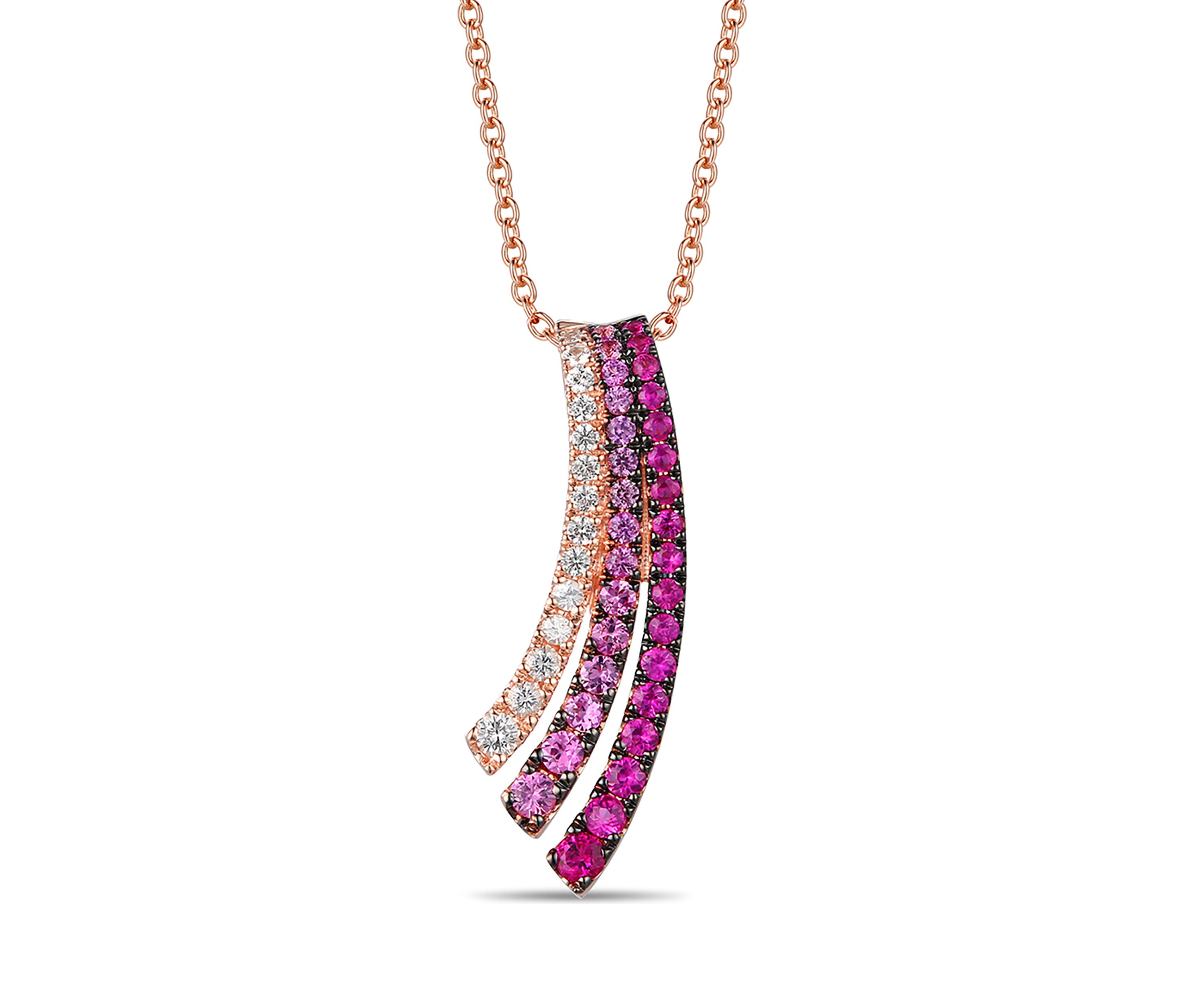 1/2 ct. t.w. Strawberry Ombré®, 1/5 ct. t.w. White Sapphire Pendant Necklace in 14K Strawberry Gold®