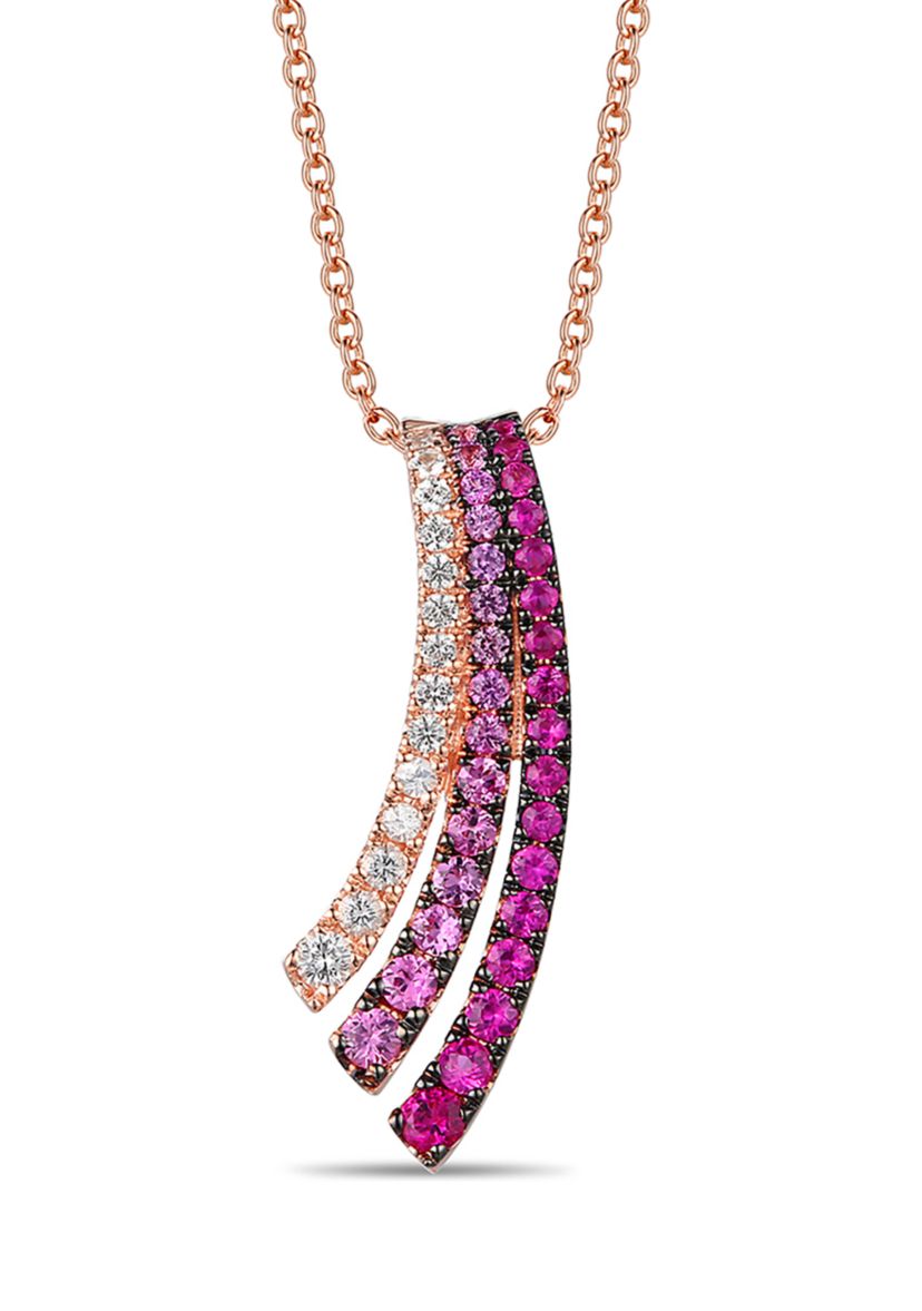 1/2 ct. t.w. Strawberry Ombré®, 1/5 ct. t.w. White Sapphire Pendant Necklace in 14K Strawberry Gold®