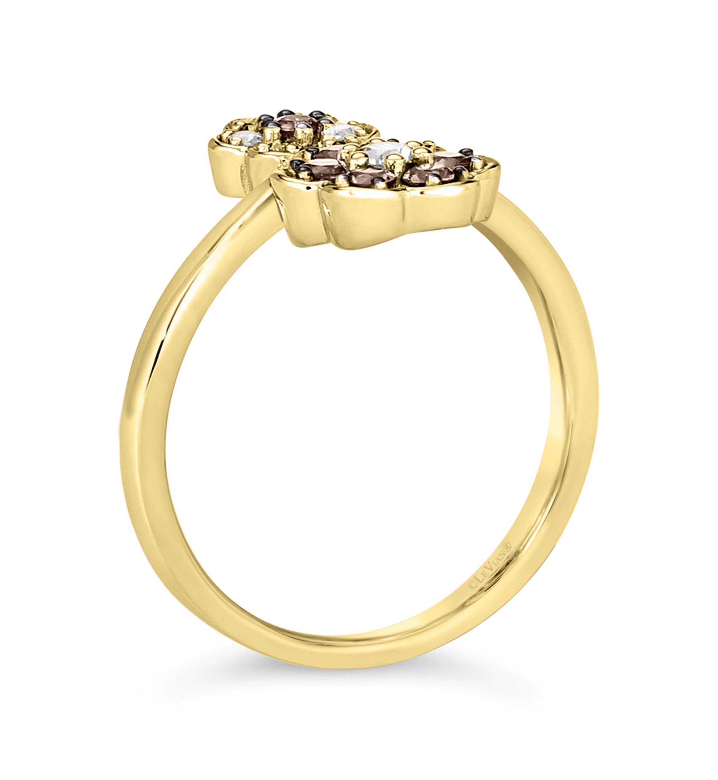 Chocolatier® Flower Ring featuring 1/6 cts. Vanilla Diamonds®, 1/3 cts. Chocolate Diamonds® set in 14K Honey Gold™