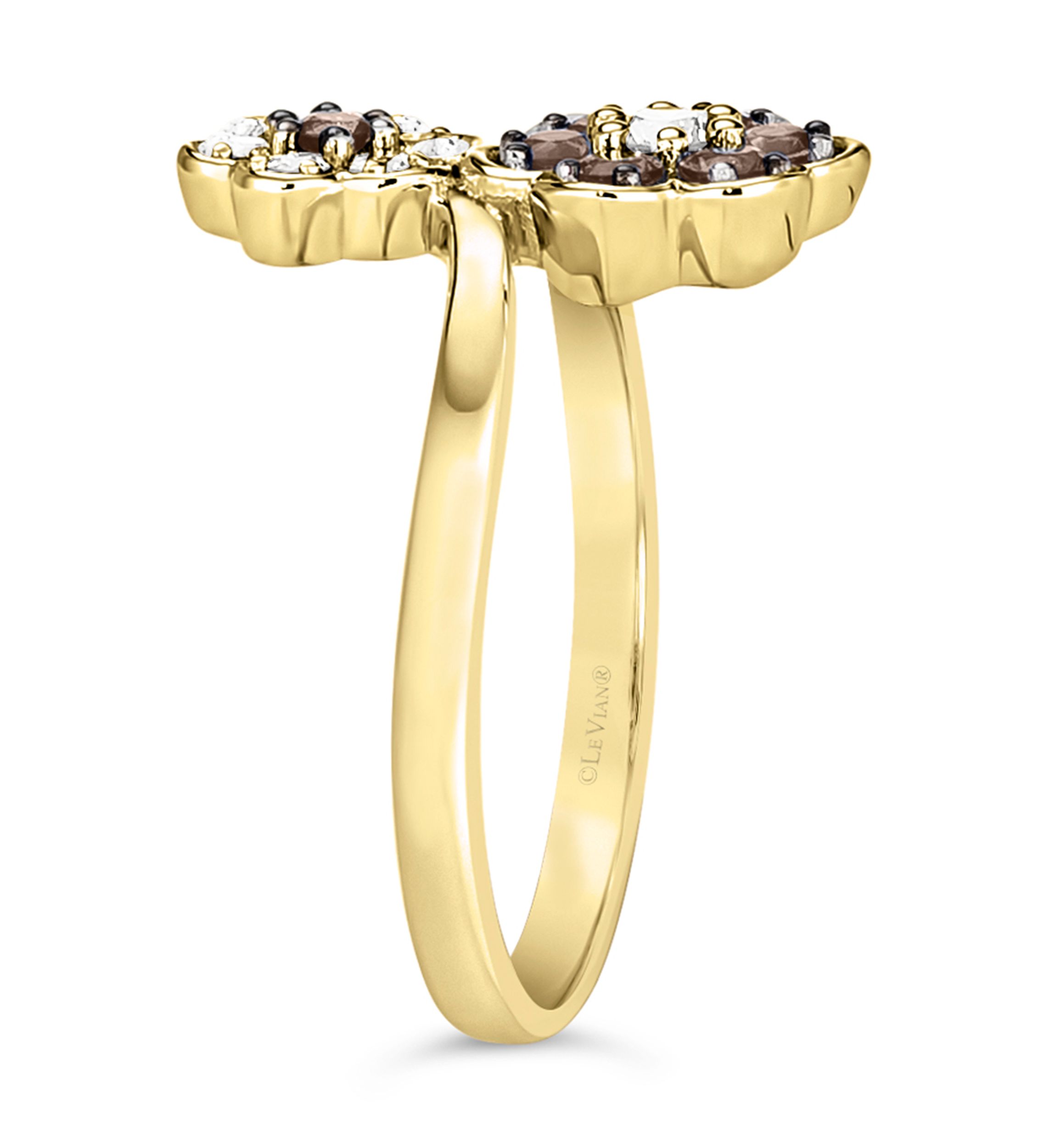 Chocolatier® Flower Ring featuring 1/6 cts. Vanilla Diamonds®, 1/3 cts. Chocolate Diamonds® set in 14K Honey Gold™