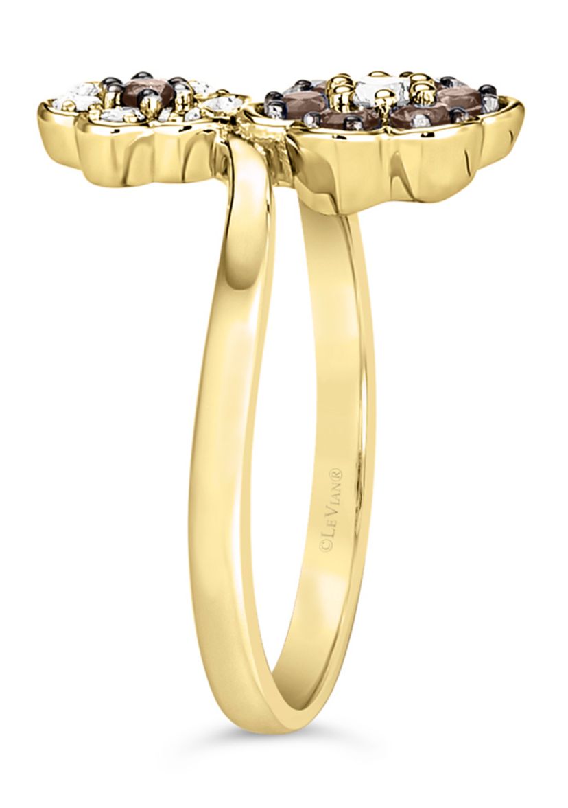 Chocolatier® Flower Ring featuring 1/6 cts. Vanilla Diamonds®, 1/3 cts. Chocolate Diamonds® set in 14K Honey Gold™