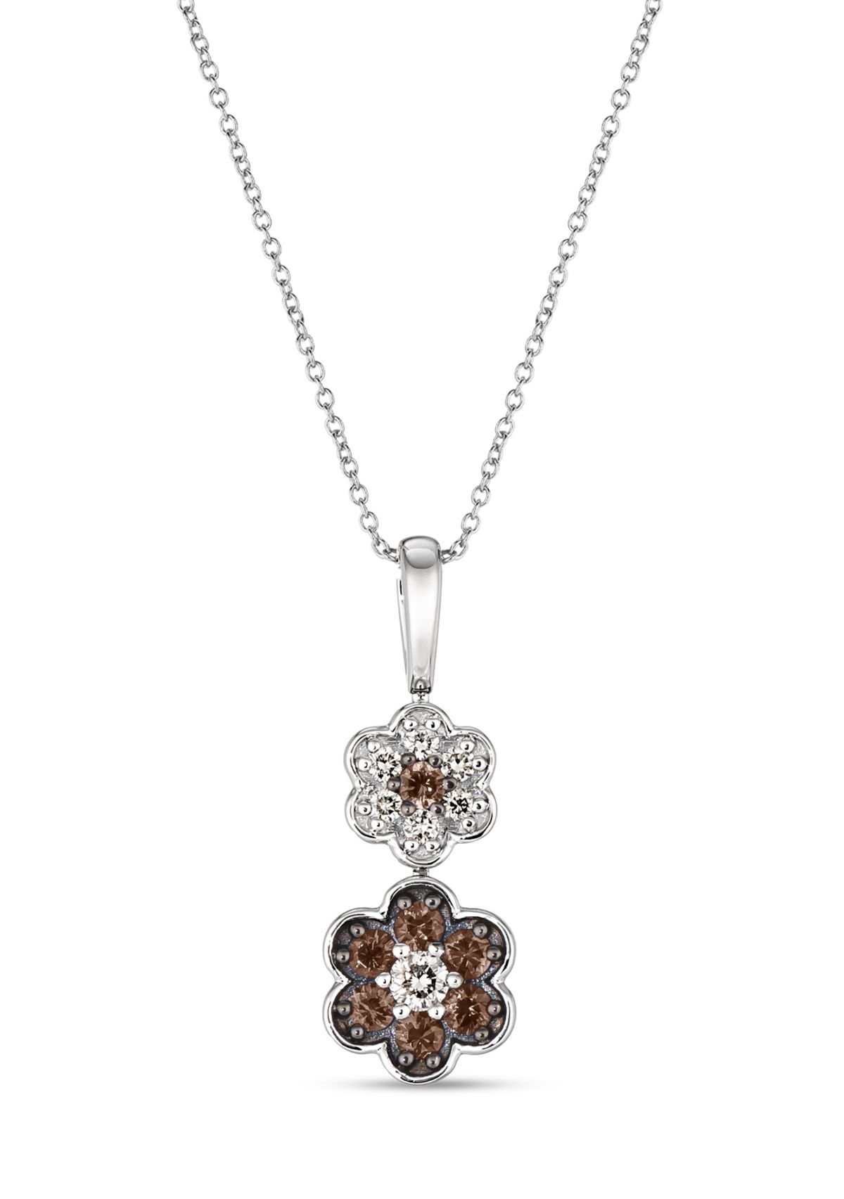 Chocolatier® Flower Pendant featuring 1/6 ct. t.w. Vanilla Diamonds®, 1/3 ct. t.w. Chocolate Diamonds® set in 14K Vanilla Gold®