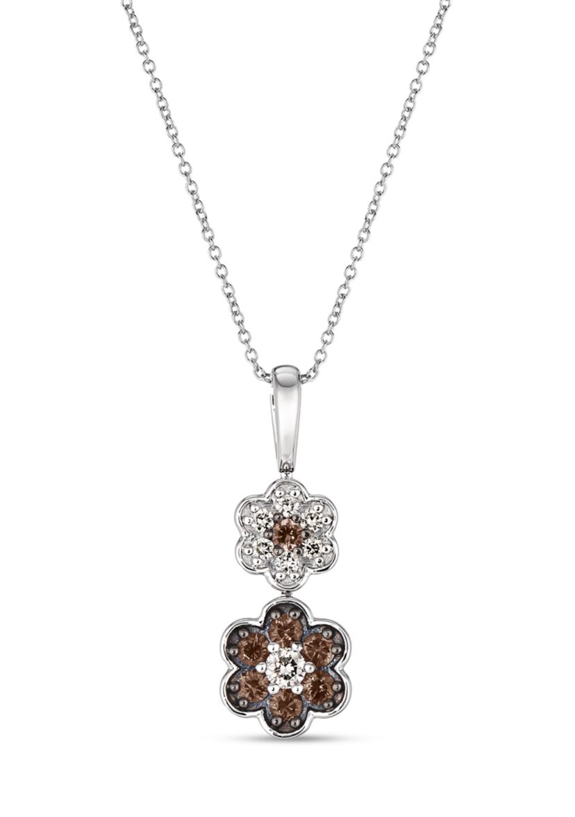 Chocolatier® Flower Pendant featuring 1/6 ct. t.w. Vanilla Diamonds®, 1/3 ct. t.w. Chocolate Diamonds® set in 14K Vanilla Gold®