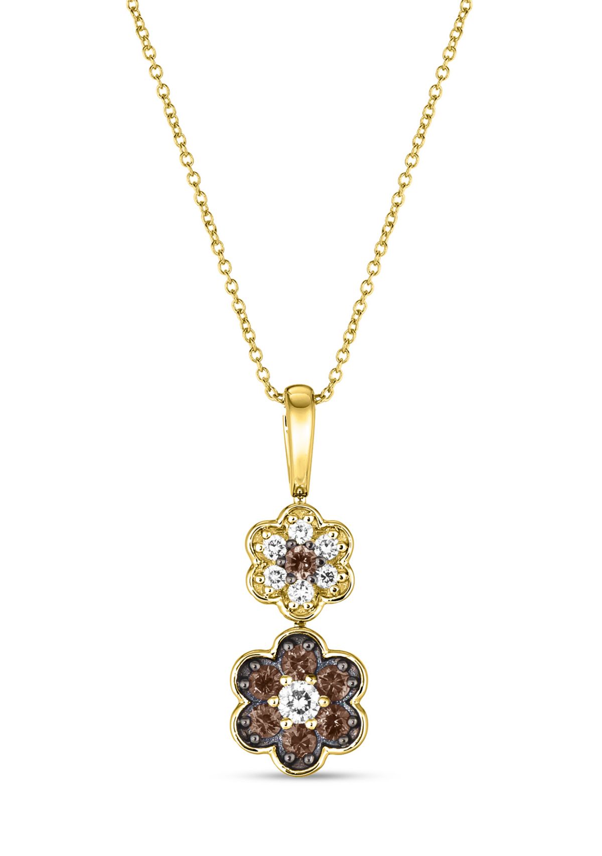 Chocolatier® Flower Pendant featuring 1/6 ct. t.w. Vanilla Diamonds®, 1/3 ct. t.w. Chocolate Diamonds® set in 14K Honey Gold™