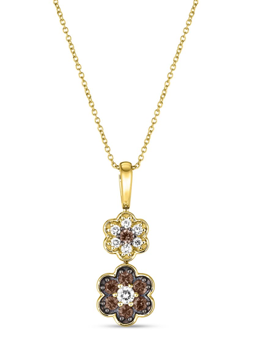 Chocolatier® Flower Pendant featuring 1/6 ct. t.w. Vanilla Diamonds®, 1/3 ct. t.w. Chocolate Diamonds® set in 14K Honey Gold™