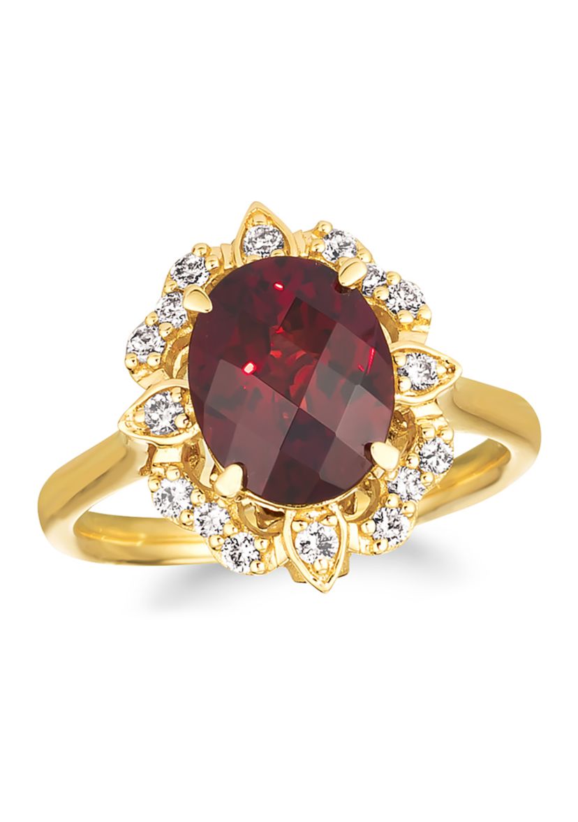 3.2 ct. t.w. Garnet and 1/3 ct. t.w. Vanilla Diamond® Ring in 14K Honey Gold™ 