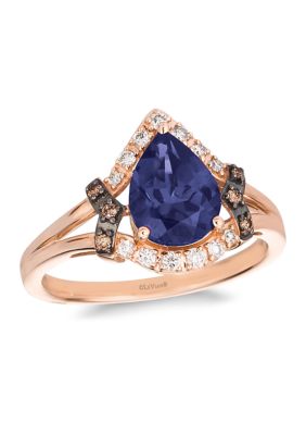 Le Vian 1/6 Ct. T.w. Diamond And 1.5 Ct. T.w. Tanzanite Ring In 14K Strawberry Gold, 8 -  0191247758172