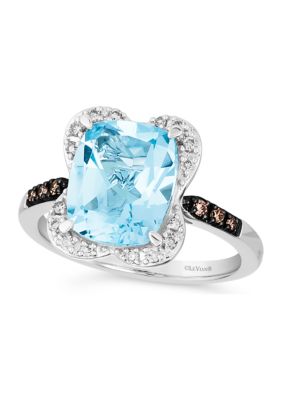 Le Vian 4.25 ct. t.w. Blue Topaz, 1/10 ct. t.w. Chocolate Diamonds, 1/8 ct. t.w. Nude Diamondsâ¢ Ring in 14K Vanilla Gold