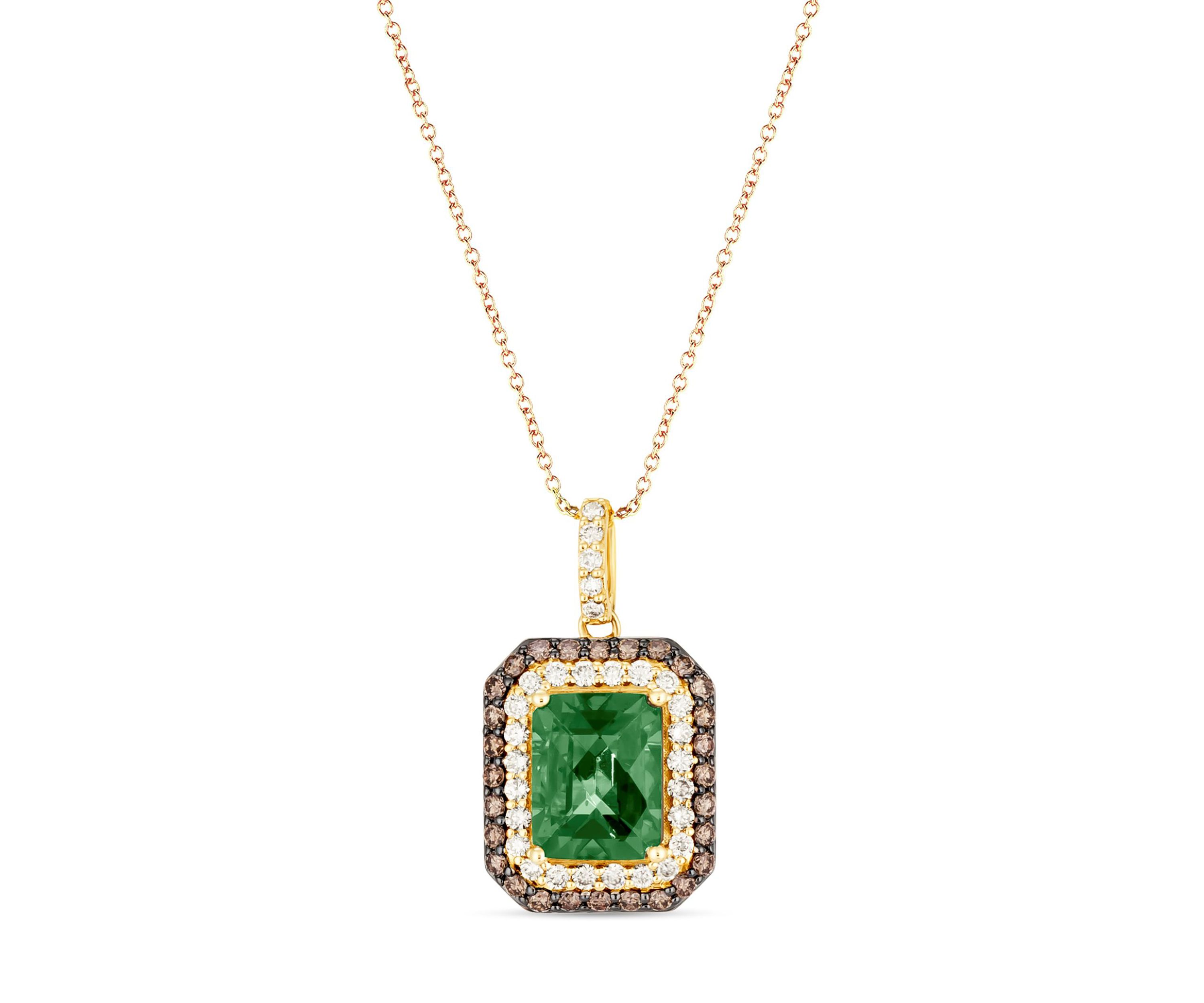 Pendant featuring 1.2 ct. t.w. Costa Smeralda Emeralds™, 3/8 ct. t.w. Chocolate Diamonds®, 1/3 ct. t.w. Nude Diamonds™ set in 14K Honey Gold™