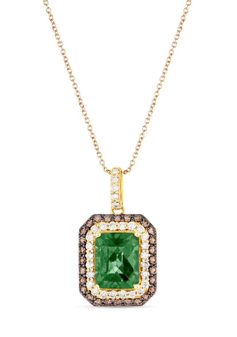 Pendant featuring 1.2 ct. t.w. Costa Smeralda Emeralds™, 3/8 ct. t.w. Chocolate Diamonds®, 1/3 ct. t.w. Nude Diamonds™ set in 14K Honey Gold™