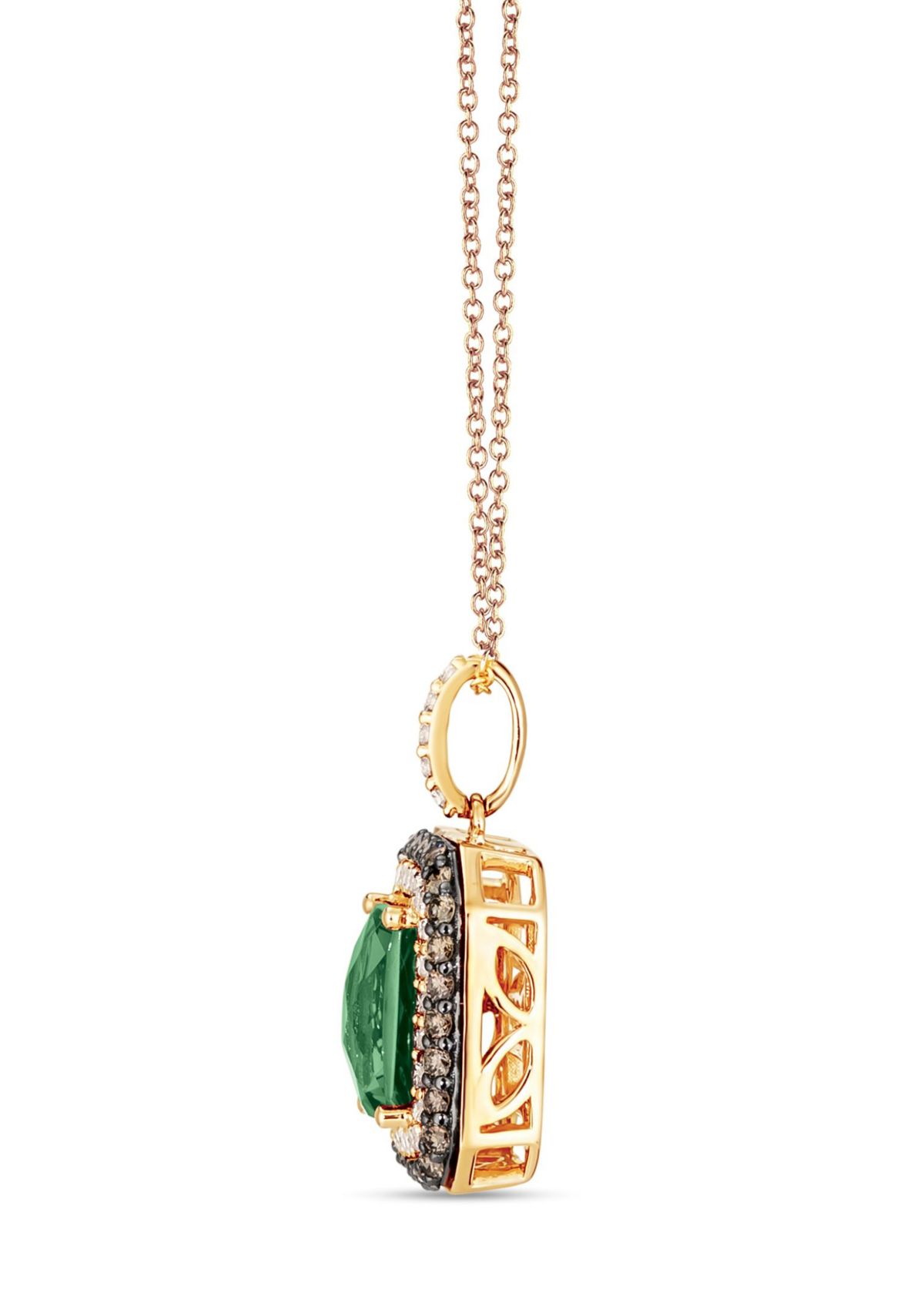 Pendant featuring 1.2 ct. t.w. Costa Smeralda Emeralds™, 3/8 ct. t.w. Chocolate Diamonds®, 1/3 ct. t.w. Nude Diamonds™ set in 14K Honey Gold™