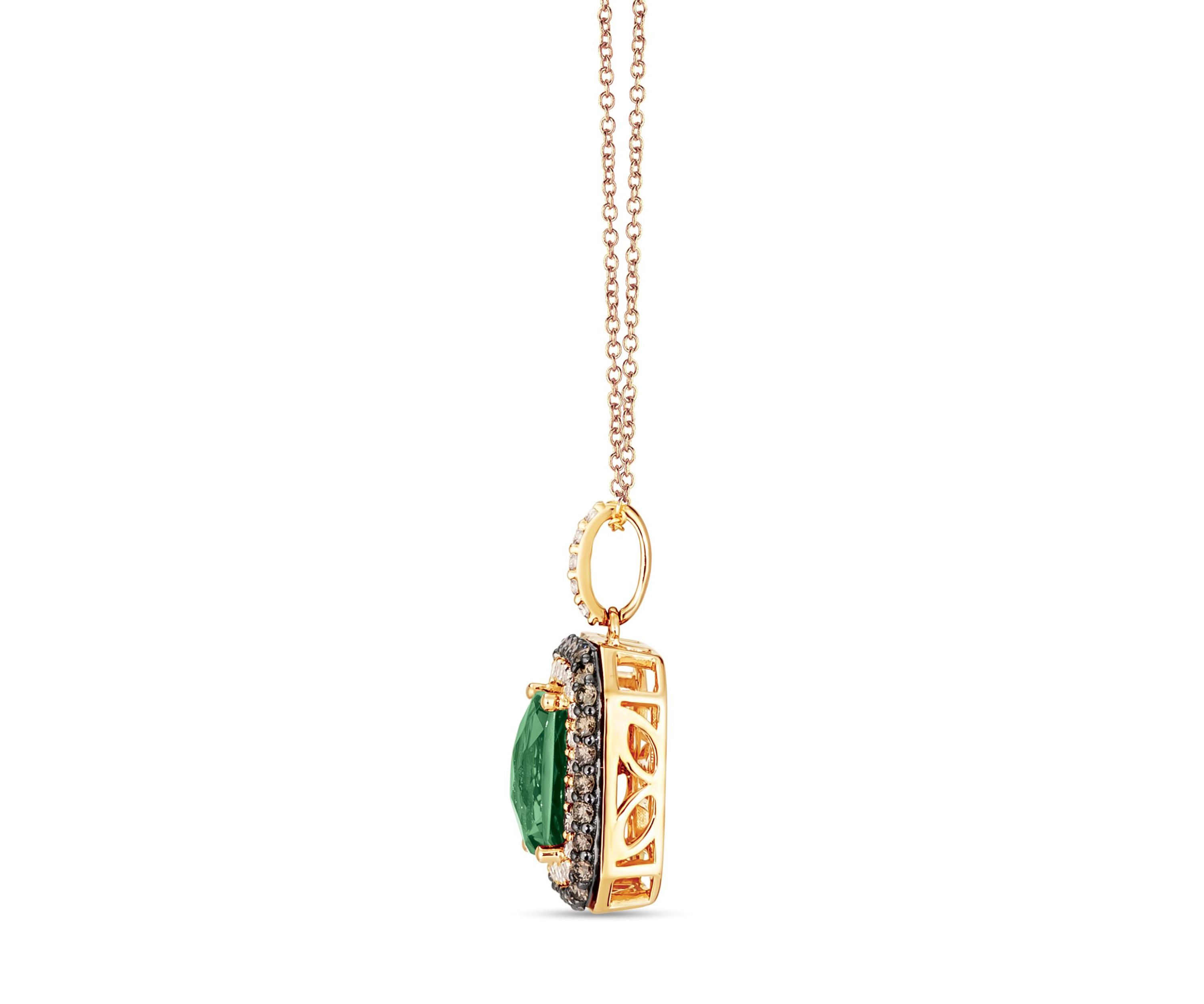 Pendant featuring 1.2 ct. t.w. Costa Smeralda Emeralds™, 3/8 ct. t.w. Chocolate Diamonds®, 1/3 ct. t.w. Nude Diamonds™ set in 14K Honey Gold™