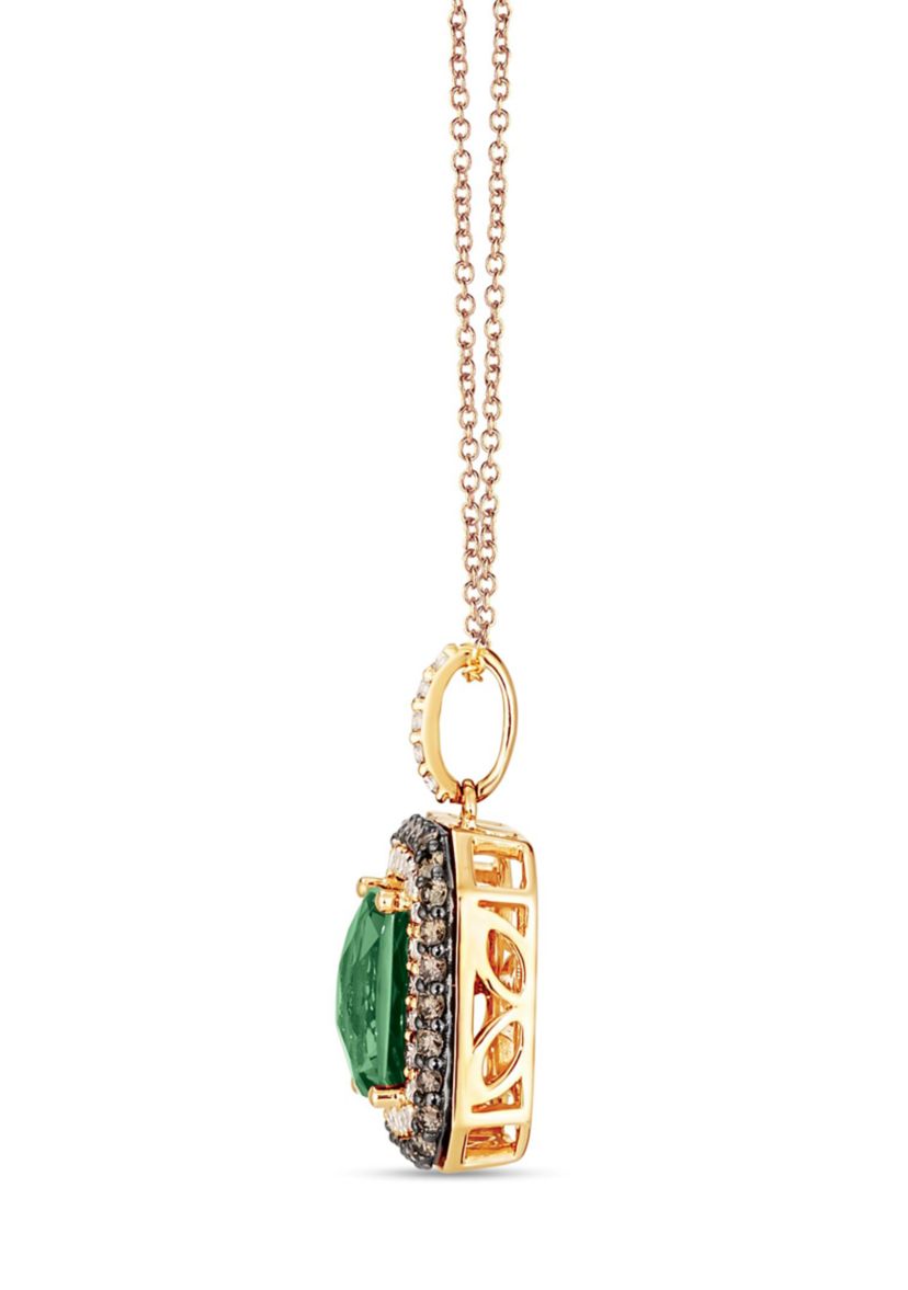 Pendant featuring 1.2 ct. t.w. Costa Smeralda Emeralds™, 3/8 ct. t.w. Chocolate Diamonds®, 1/3 ct. t.w. Nude Diamonds™ set in 14K Honey Gold™