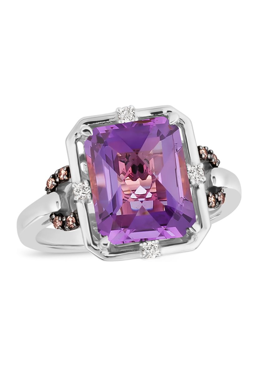 1/10 ct. t.w. Diamond and 3.75 ct. t.w. Amethyst Ring in 14K Vanilla Gold®