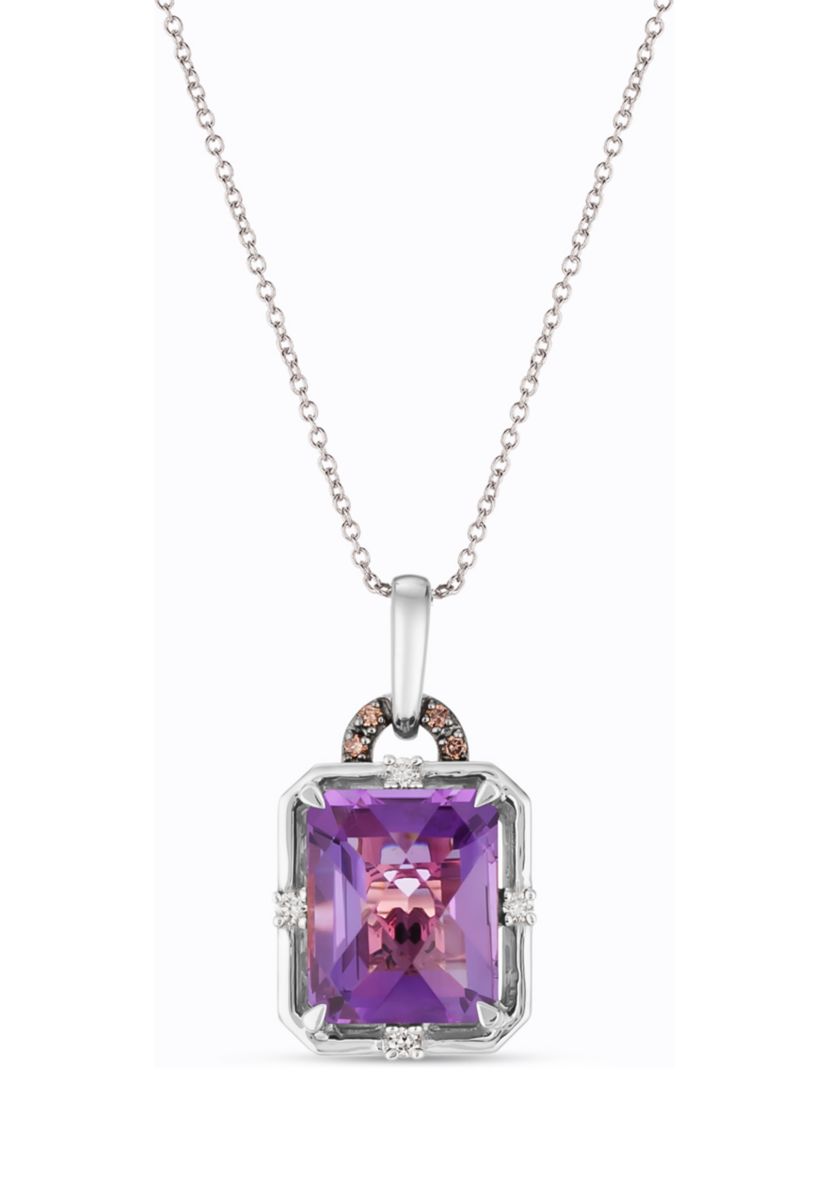 1/10 ct. t.w. Chocolate Diamond® and 3.75 ct. t.w. Amethyst Pendant Necklace in 14K Vanilla Gold® 
