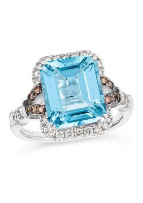 Le Vian 6 ct. t.w. Blue Topaz, 3/8 ct. t.w. Nude Diamondsâ¢, 1/6 ct. t.w. Chocolate Diamonds Ring in 14K Vanilla Gold