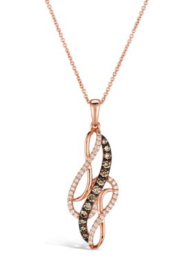 Le Vian 1/3 Ct. T.w. Chocolate Diamonds, 1/5 Ct. T.w. Vanilla Diamonds Pendant Necklace In 14K Strawberry Gold