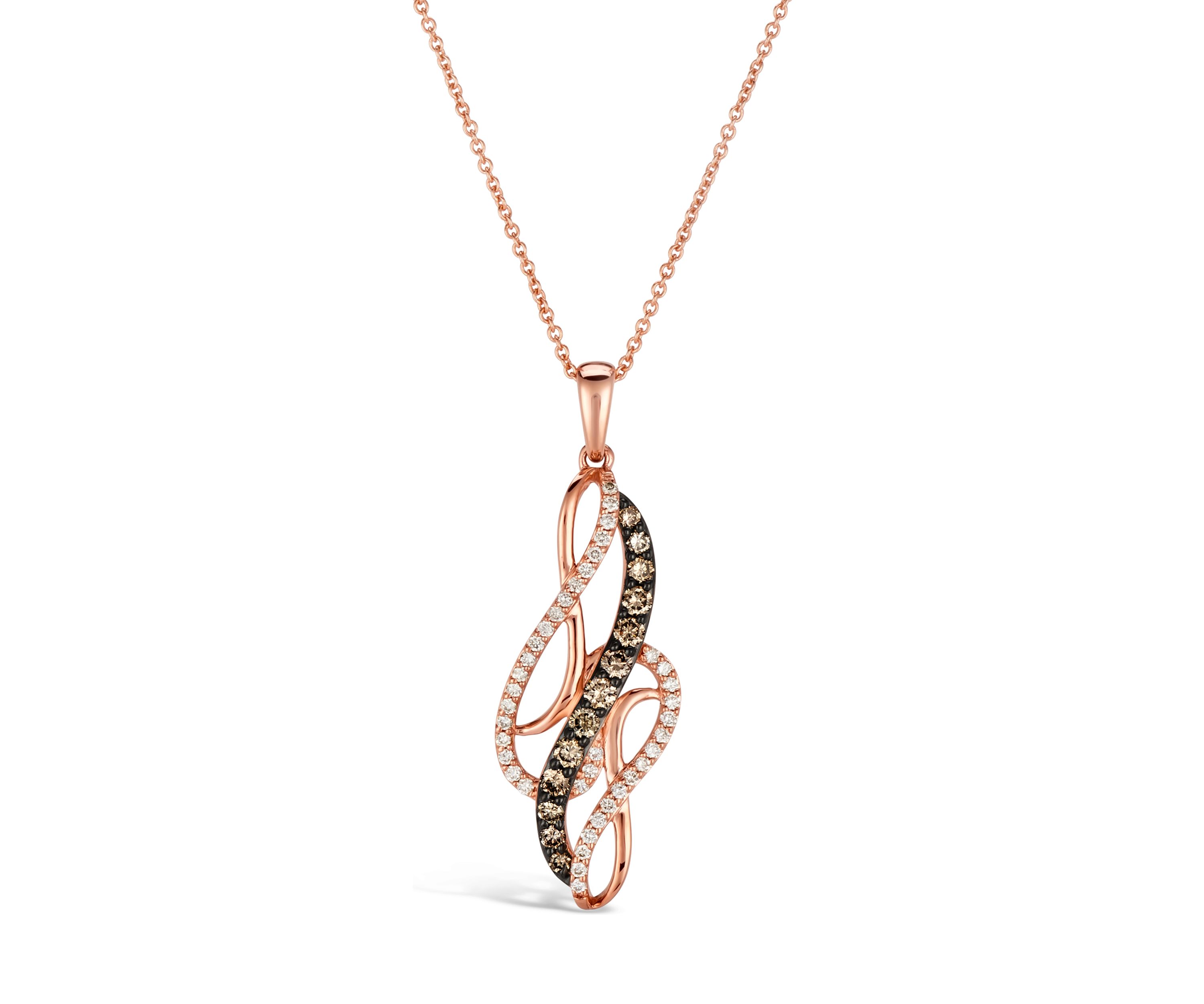 1/3 ct. t.w. Chocolate Diamonds®, 1/5 ct. t.w. Vanilla Diamonds® Pendant Necklace in 14K Strawberry Gold®