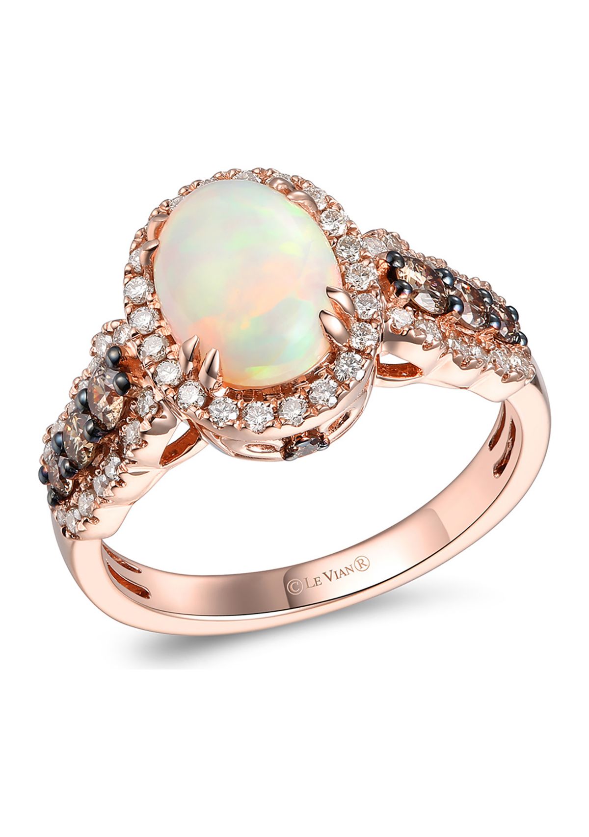 1 ct. t.w. Neopolitan Opal™, 1/3 ct. t.w. Chocolate Diamonds®, 3/8 ct. t.w. Nude Diamonds™ Ring in 14K Strawberry Gold®