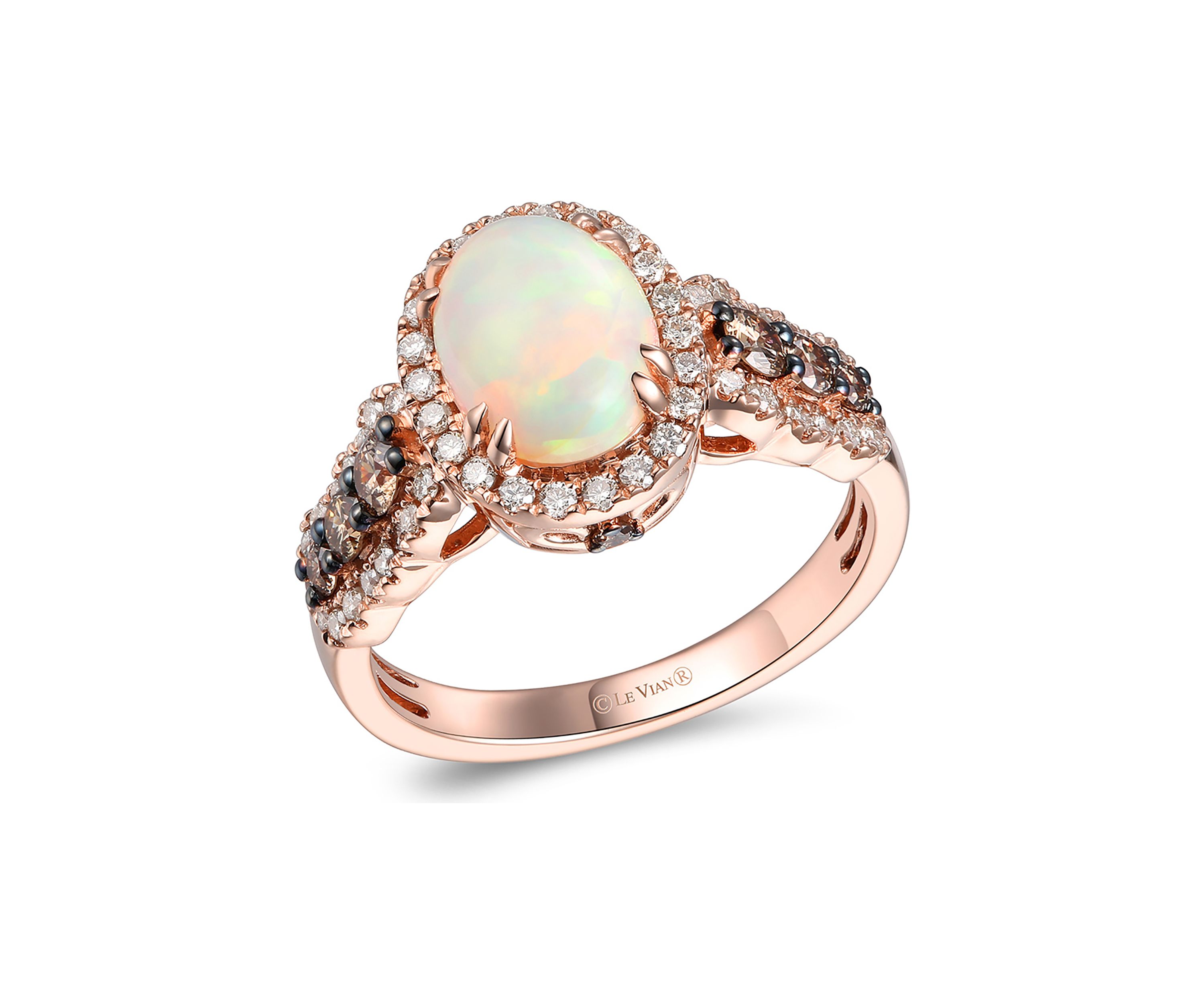 1 ct. t.w. Neopolitan Opal™, 1/3 ct. t.w. Chocolate Diamonds®, 3/8 ct. t.w. Nude Diamonds™ Ring in 14K Strawberry Gold®