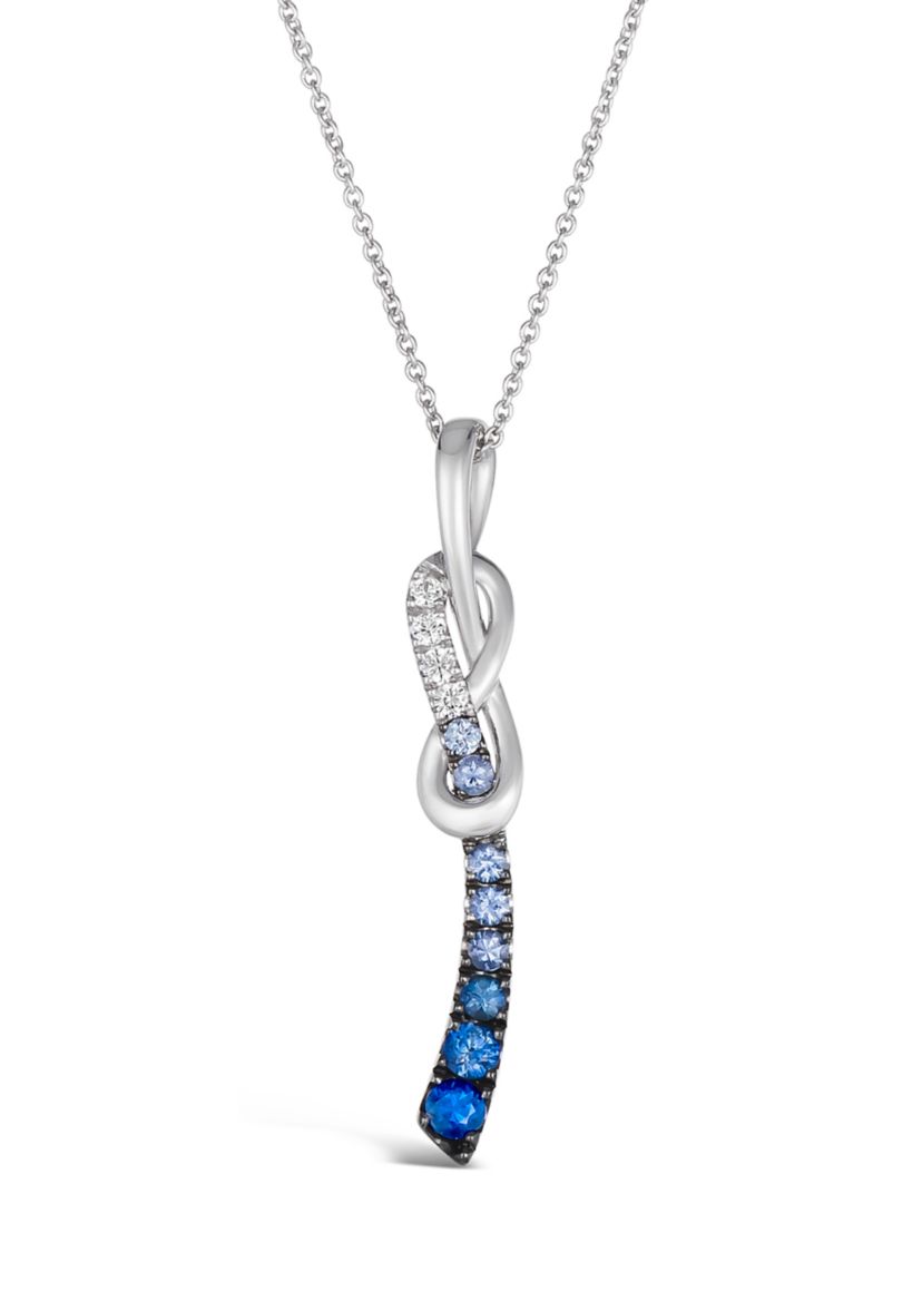 3/8 ct. t.w. Denim Ombré®, 1/10 ct. t.w. White Sapphire Ombré Pendant Necklace in 14K Vanilla Gold®