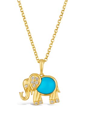 1/10 ct. t.w. Turquoise Necklace in 14K Yellow Gold