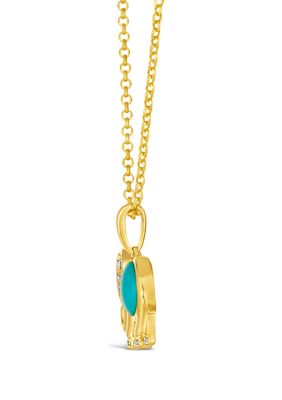 1/10 ct. t.w. Turquoise Necklace in 14K Yellow Gold