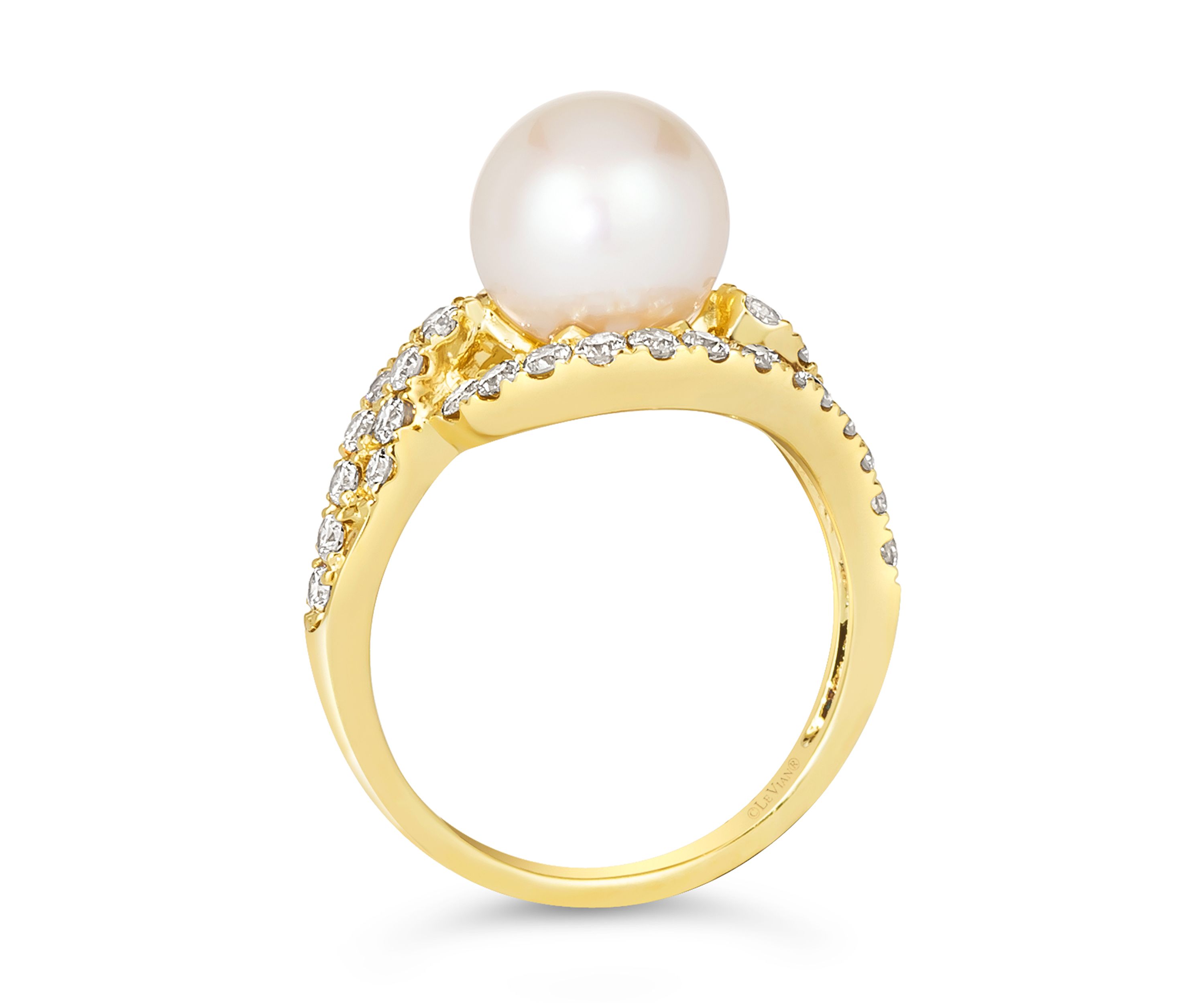 7/8 ct. t.w. Nude Diamonds™, Vanilla Pearls™ Ring set in 14K Honey Gold™