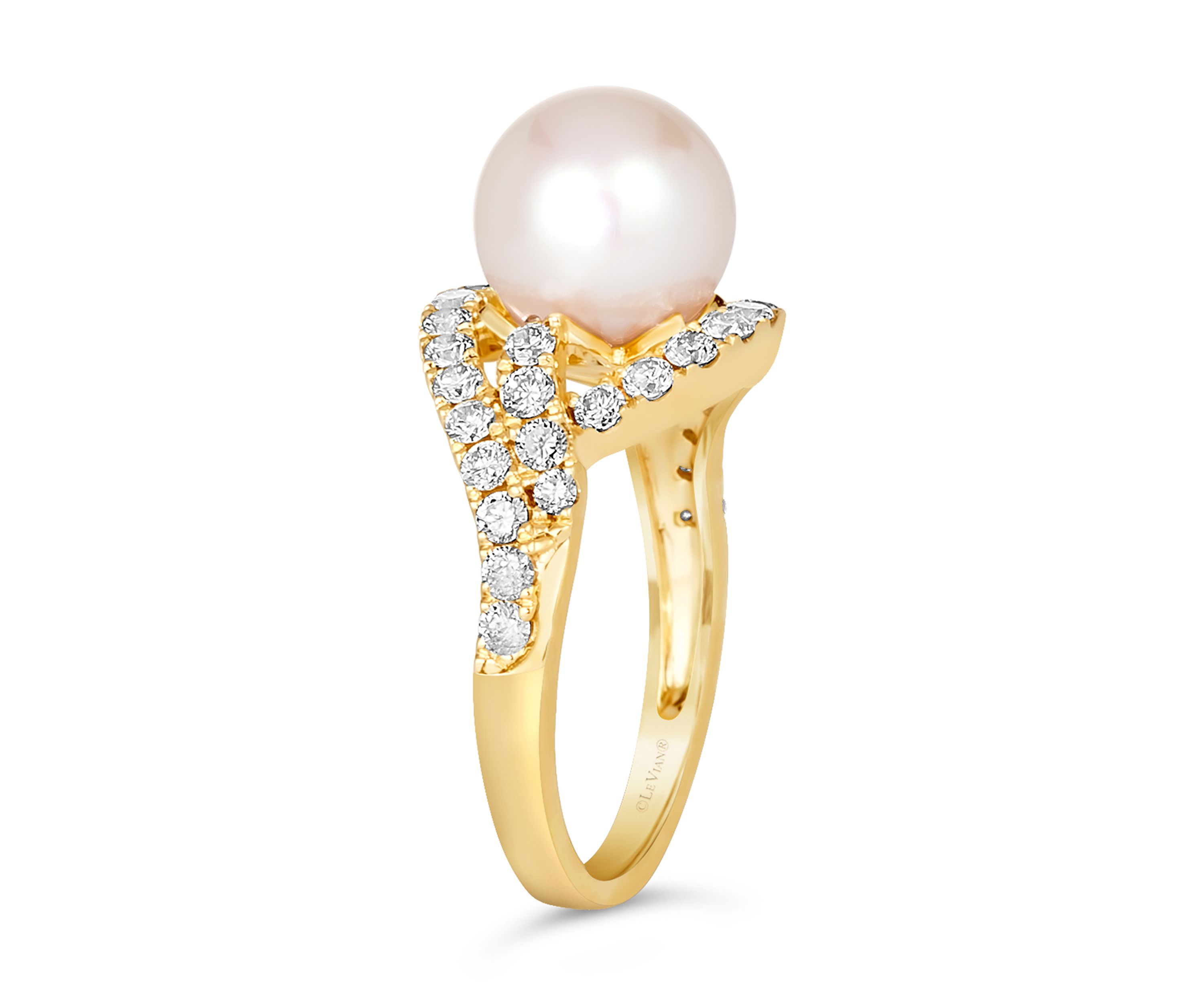 7/8 ct. t.w. Nude Diamonds™, Vanilla Pearls™ Ring set in 14K Honey Gold™