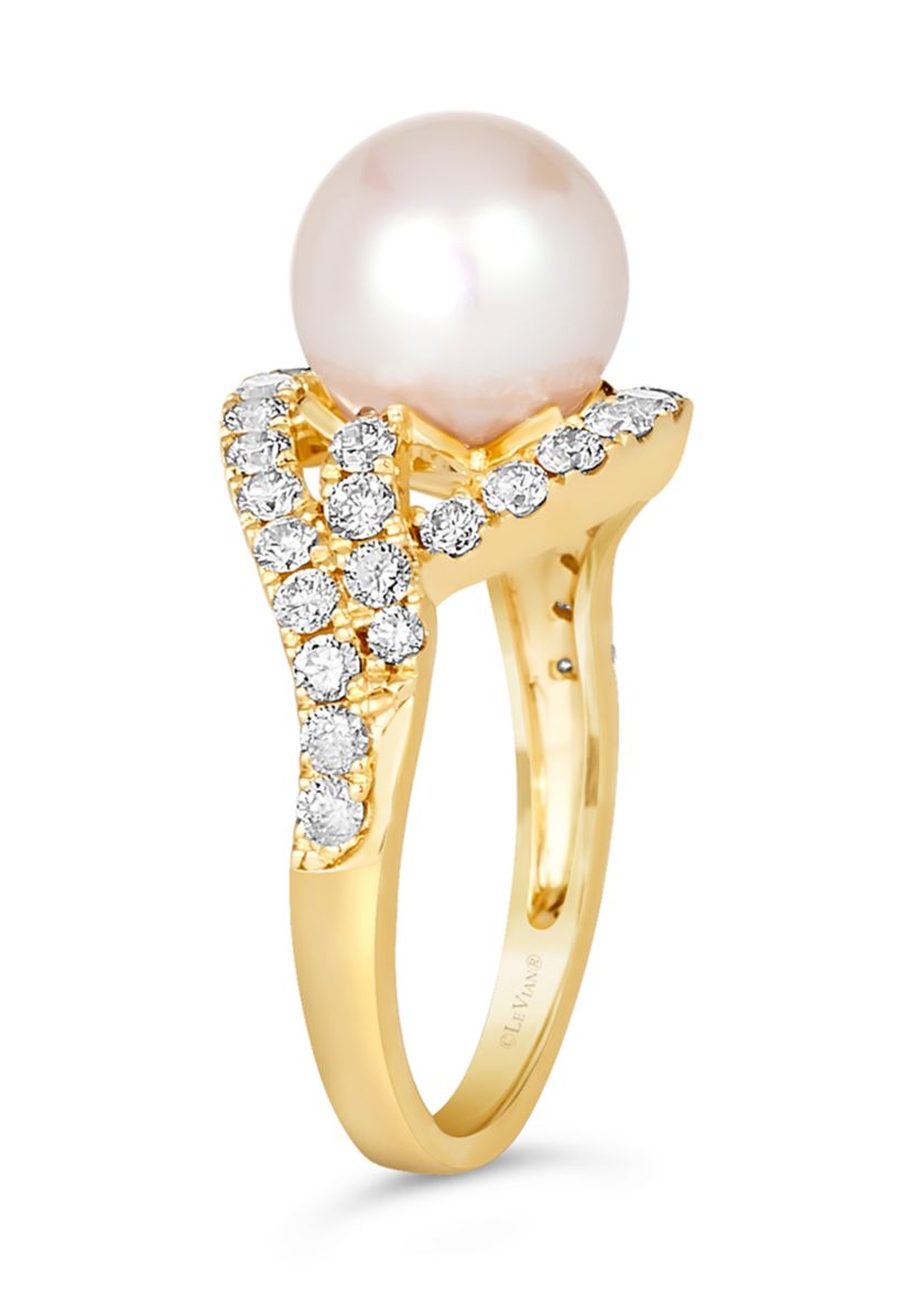 7/8 ct. t.w. Nude Diamonds™, Vanilla Pearls™ Ring set in 14K Honey Gold™