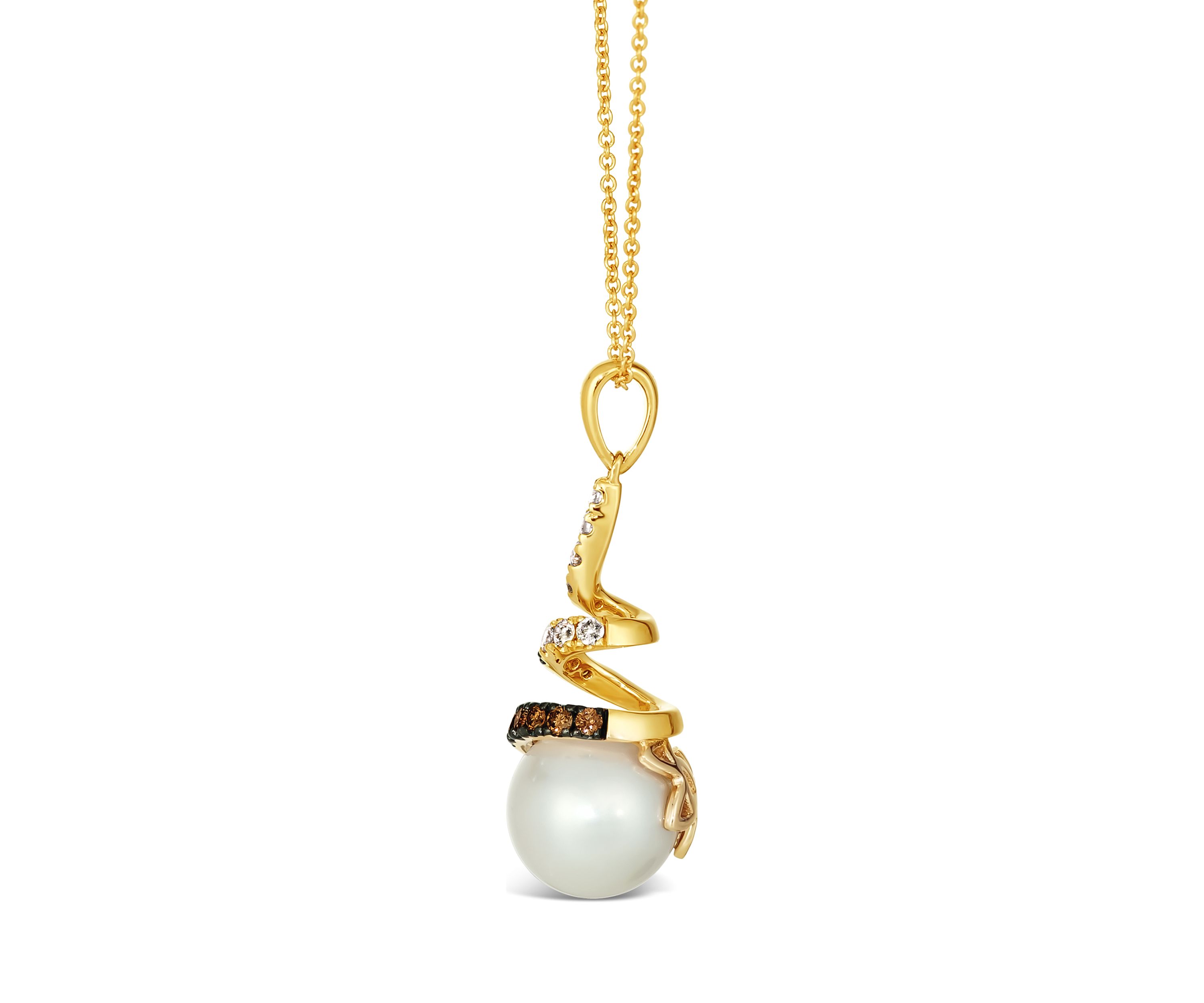 1/3 ct. t.w. Diamond and Freshwater Pearl Pendant Necklace in 14K Strawberry Gold® 