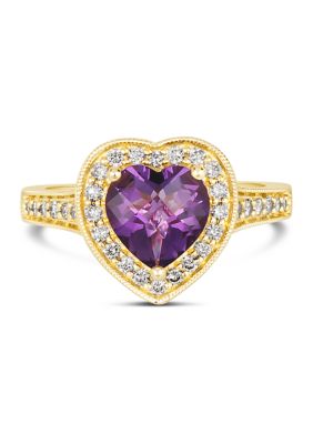 Le Vian 1/3 Ct. T.w. Diamond And 1.5 Ct. T.w. Dark Amethyst Ring In 14K Yellow Gold