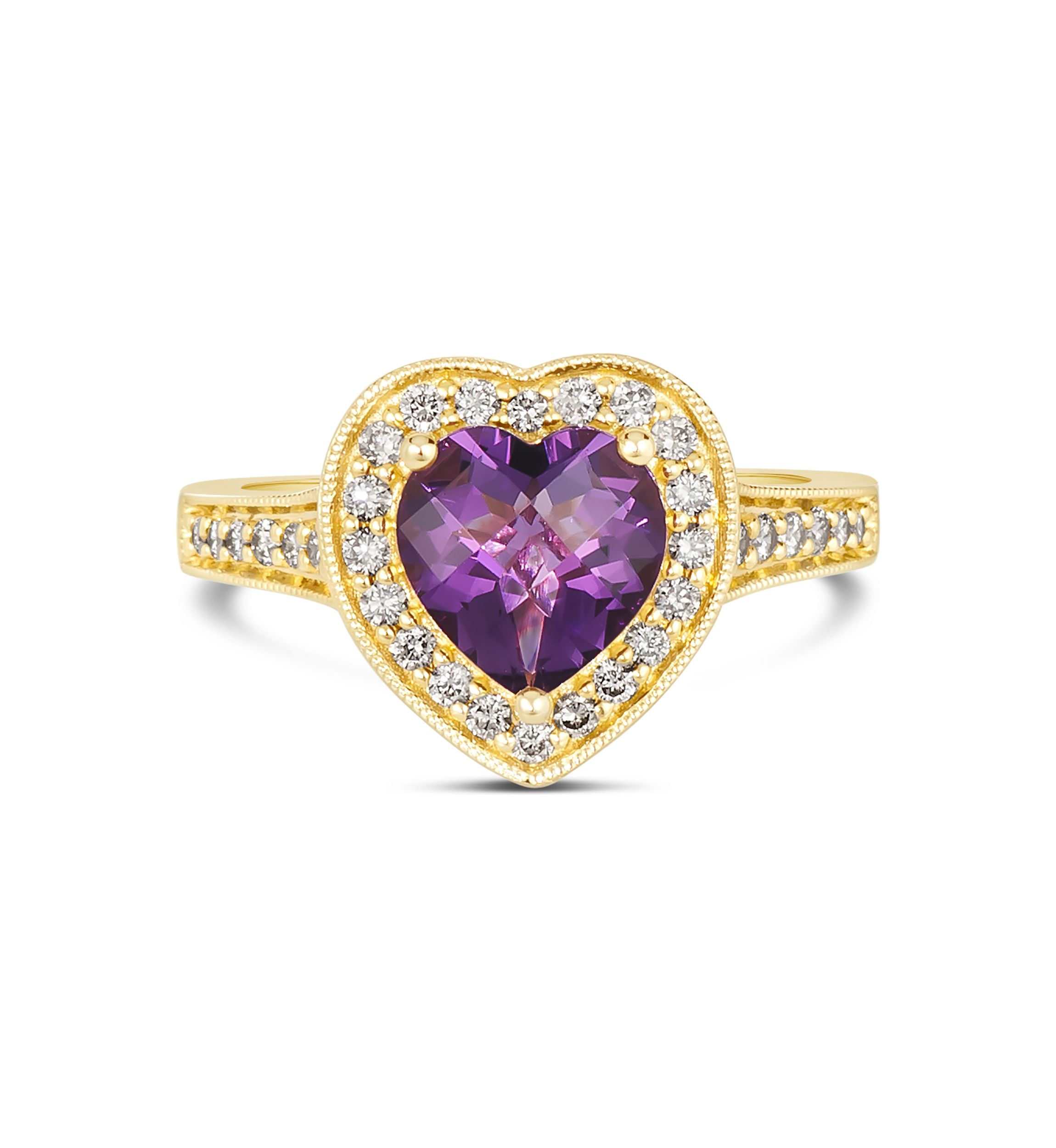  1/3 ct. t.w. Diamond and 1.5 ct. t.w. Dark Amethyst Ring in 14K Yellow Gold 