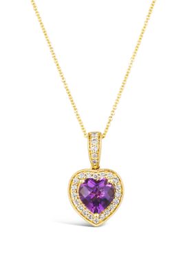 Le Vian 1/4 Ct. T.w. Diamond And 1.6 Ct. T.w. Dark Amethyst Pendant Necklace In 14K Honey Gold