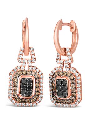 Le Vian 1/3 ct. t.w. Blackberry Diamonds, 1/2 ct. t.w. Chocolate Diamonds, 5/8 ct. t.w. Nude Diamondsâ¢ Earrings set in 14K Strawberry Gold -  5400455TSFK14