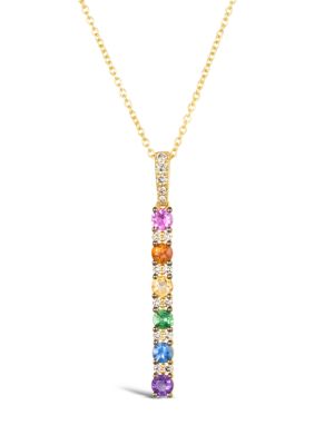 Le Vian 1/2 Ct. T.w. Diamond And Multi Stone Stick Pendant Necklace In 14K Honey Gold