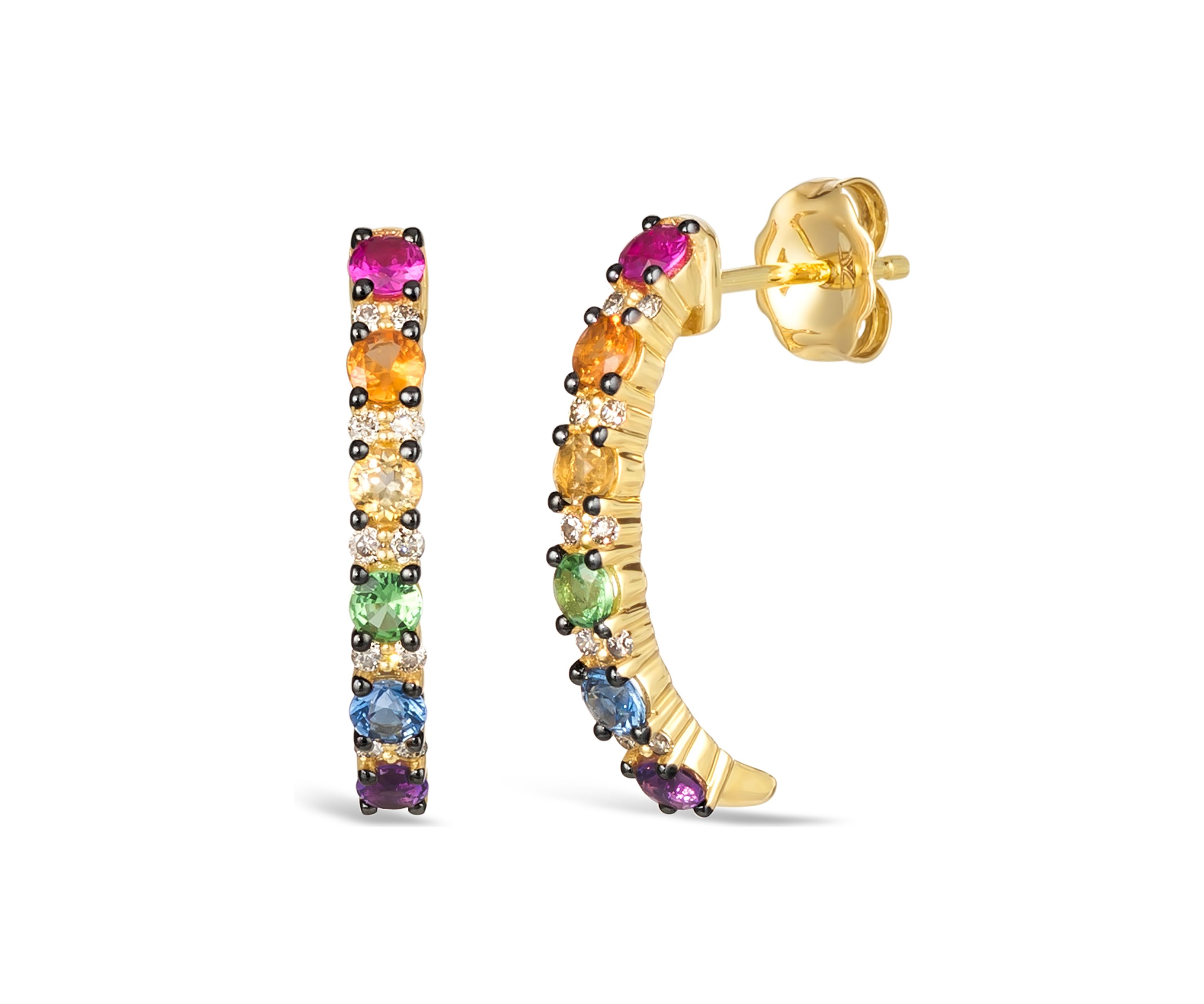 3/4 ct. t.w. Diamond and Multi Stone Earrings in 14K Honey Gold™ 